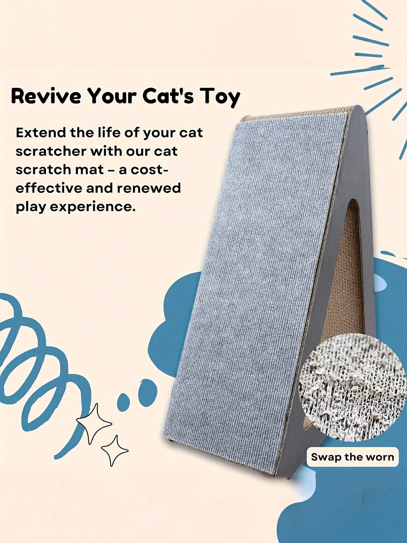 Wall Mounted Cat Scratching Pad Non-Slip Self-Adhesive Cat Scratching Board, Durable And Cuttable Indoor Furniture Protector, Cat Scratching Stickers