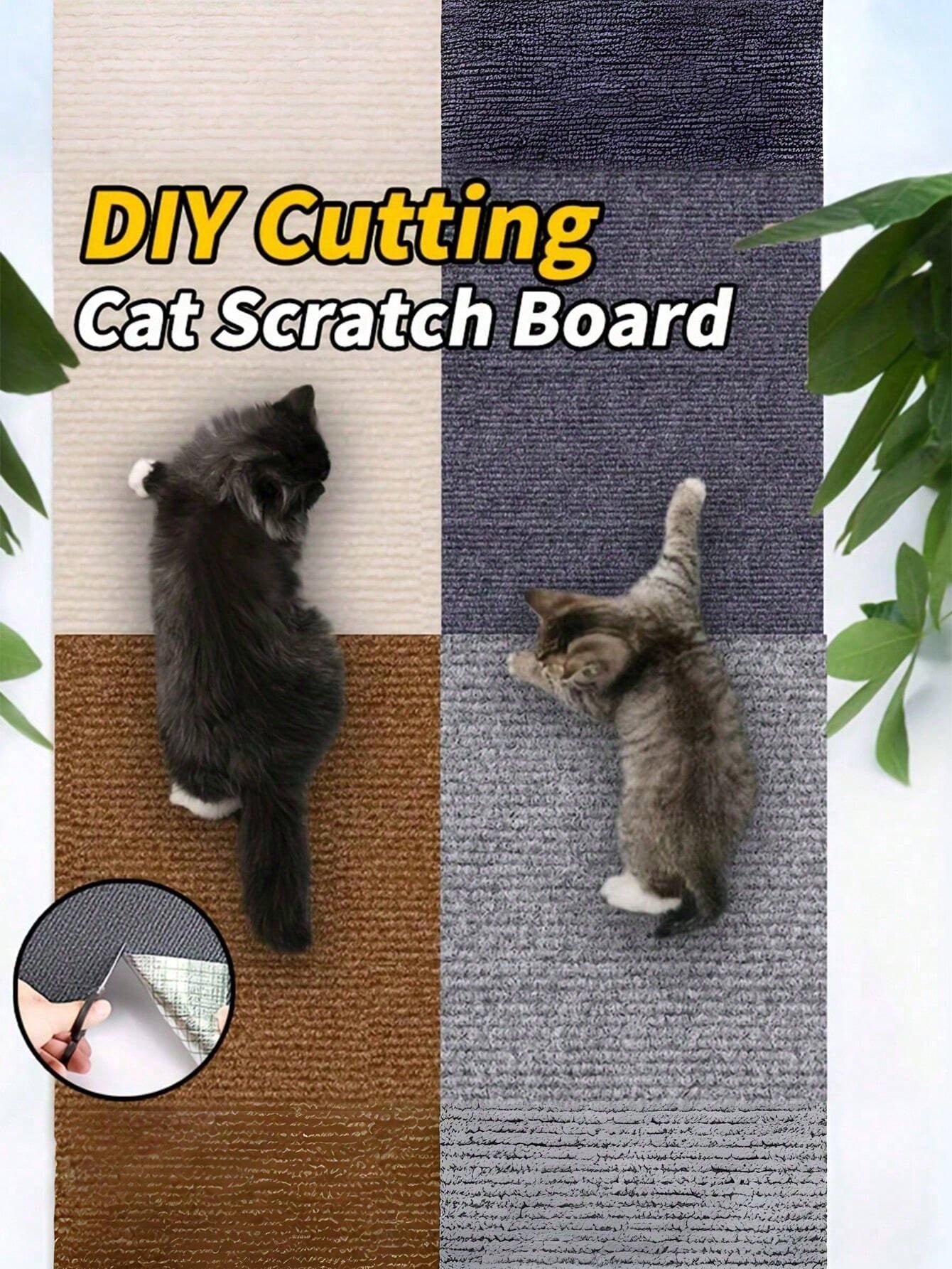 Wall Mounted Cat Scratching Pad Non-Slip Self-Adhesive Cat Scratching Board, Durable And Cuttable Indoor Furniture Protector, Cat Scratching Stickers