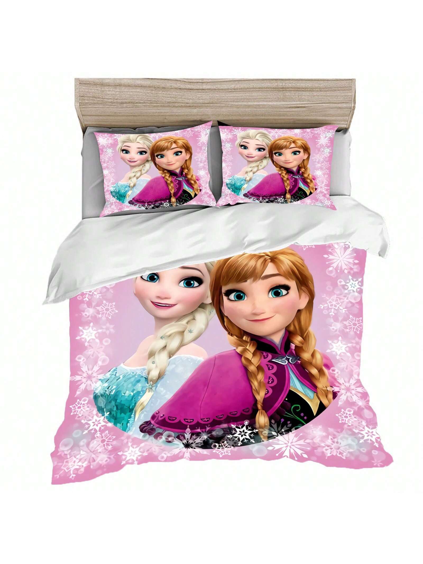 3PCS Frozen  Quilt Cover Duvet Cover Set Cartoon Pattern Pillowcase Set Polyester Skin Friendly Breathable Colorful Gift Bedroom Bedding Suitable For Children