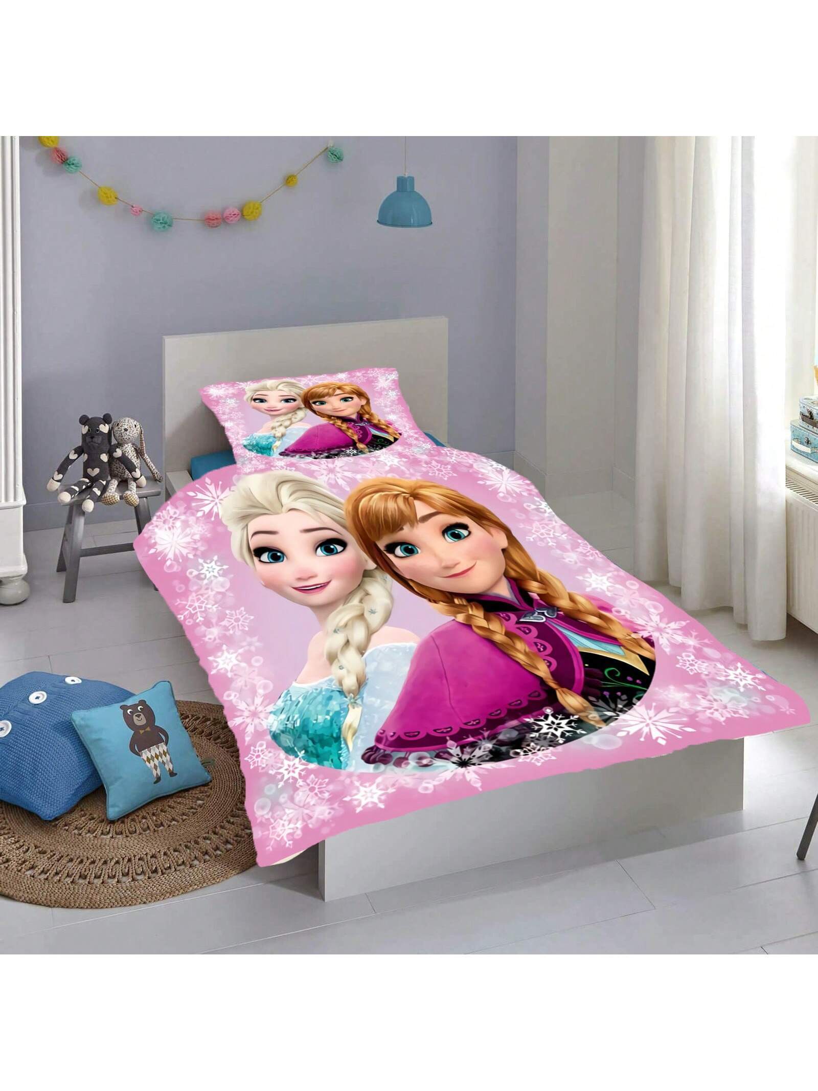 3PCS Frozen  Quilt Cover Duvet Cover Set Cartoon Pattern Pillowcase Set Polyester Skin Friendly Breathable Colorful Gift Bedroom Bedding Suitable For Children