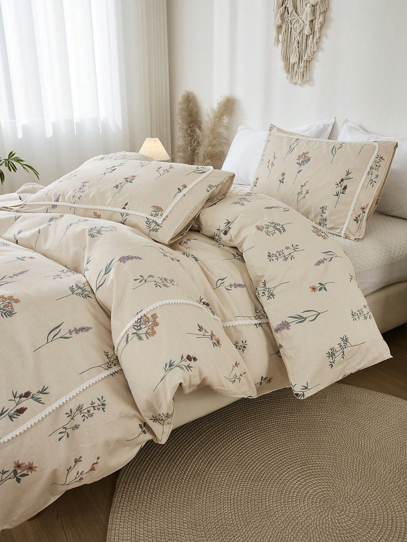 3pcs Floral Printed Bedding Set For Kids Including Duvet Cover And 2 Pillowcases