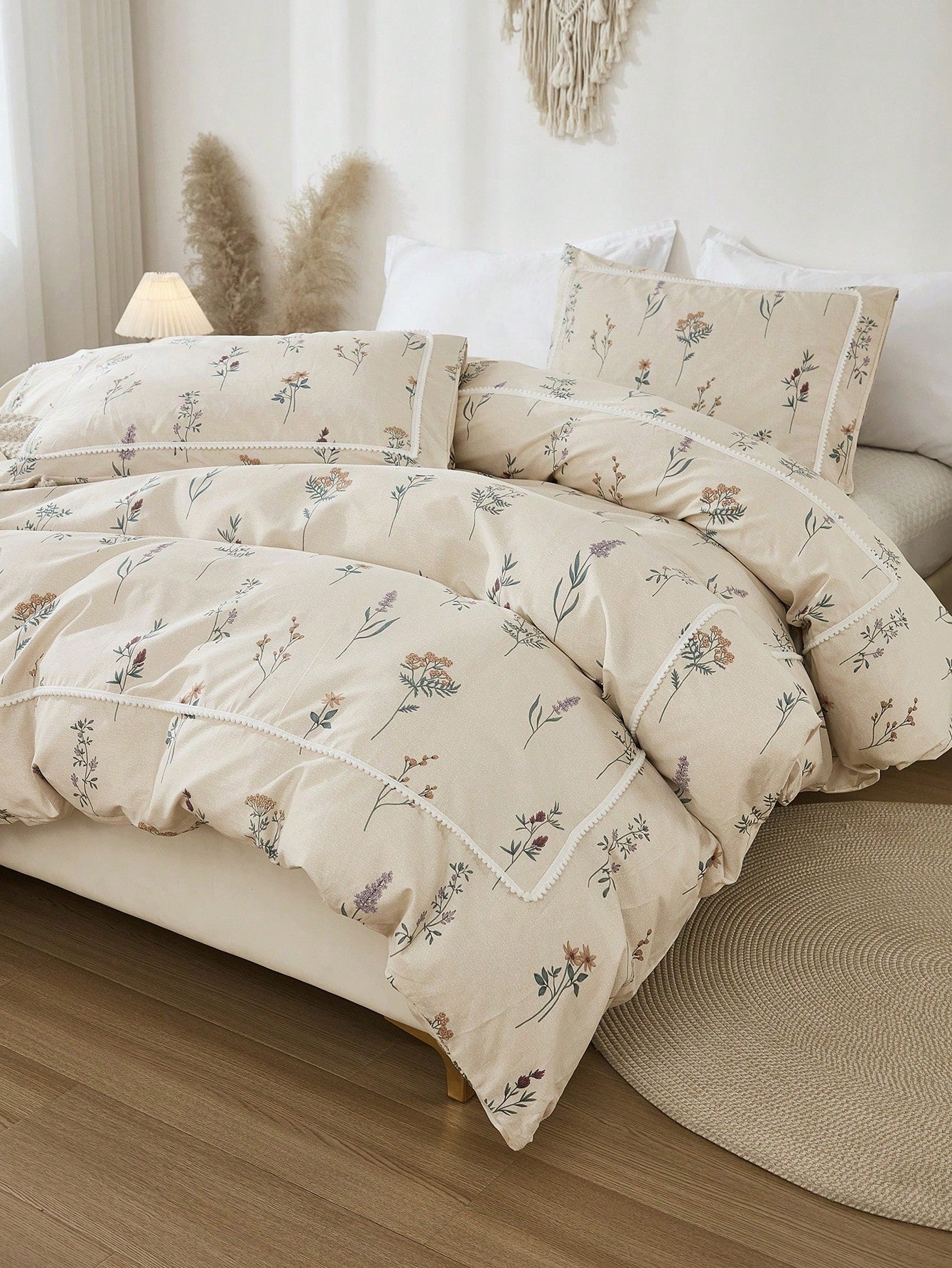 3pcs Floral Printed Bedding Set For Kids Including Duvet Cover And 2 Pillowcases