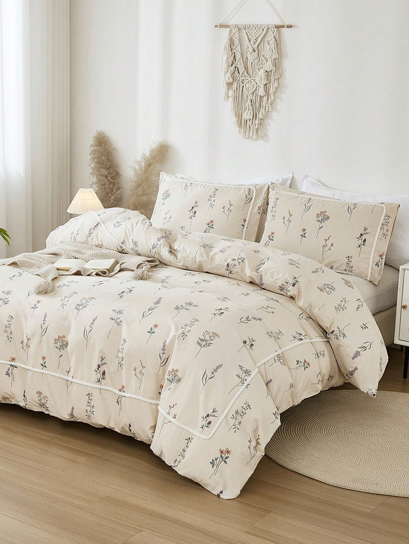 3pcs Floral Printed Bedding Set For Kids Including Duvet Cover And 2 Pillowcases