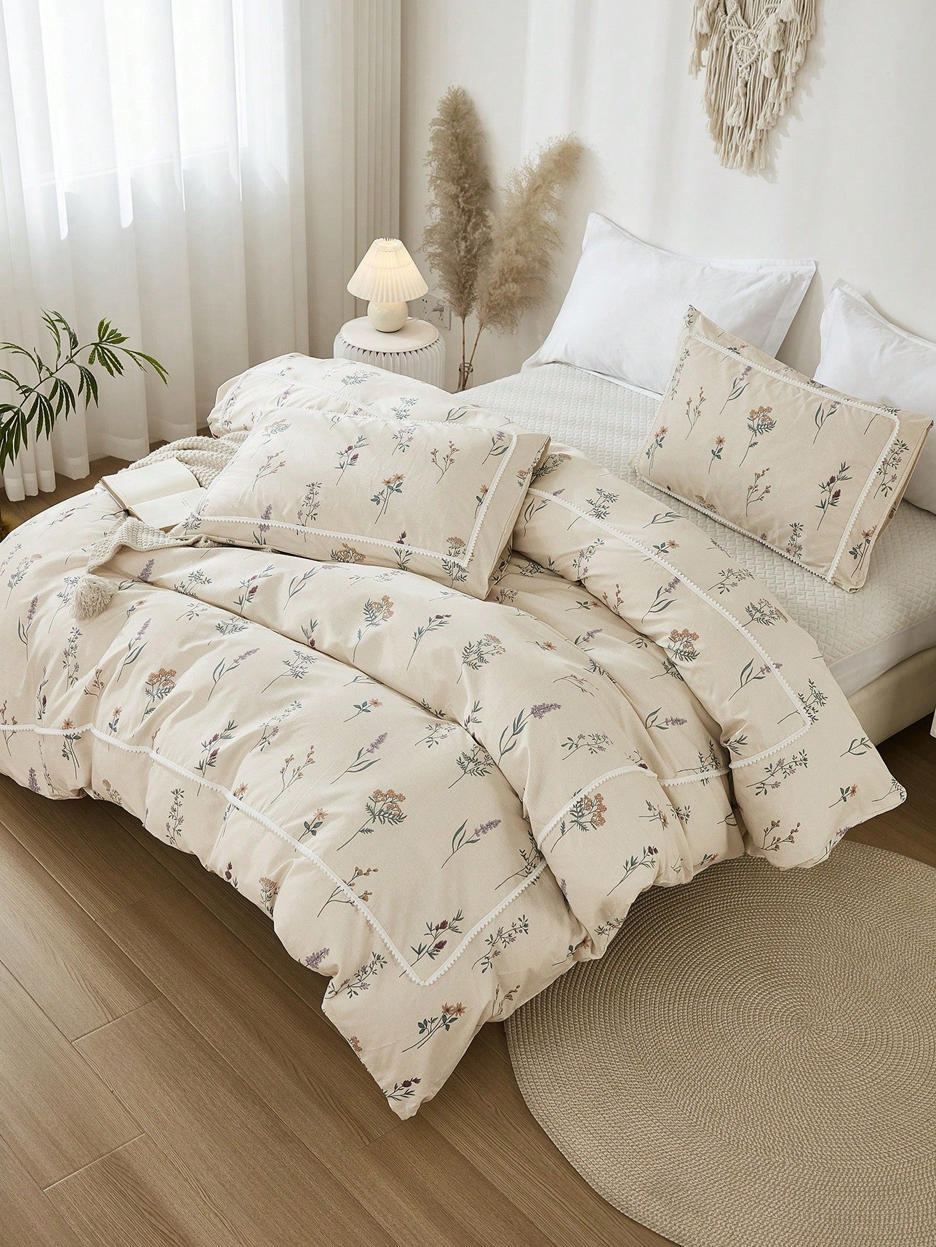 3pcs Floral Printed Bedding Set For Kids Including Duvet Cover And 2 Pillowcases