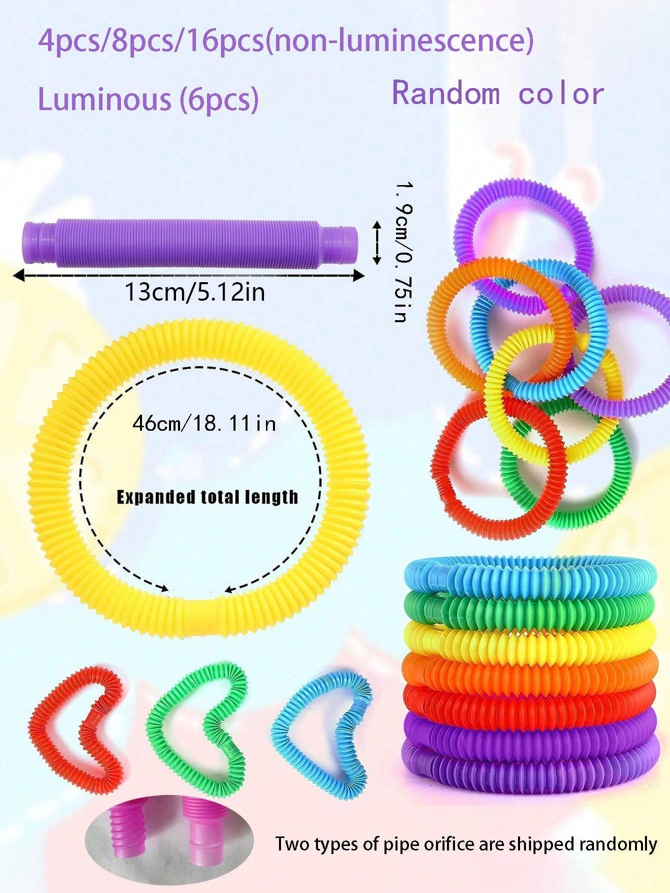 16/24pcs Stress Relief Stretch Pipe Toy, A Toy Loved By The Whole Family. Inspiring And Imaginative Creative Play,  Sensory Toys, Connect, Stretch, Twist And Pop, Party Gift, Gift Class Gift Bag Fillers, ADHD Anxiety Relief Toys. Adults Only,Christmas