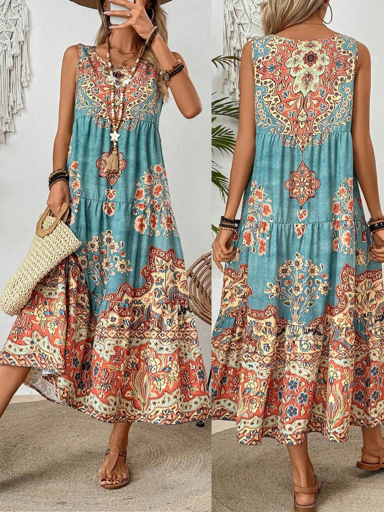 Holidaya Casual Vacation Long Printed Dress