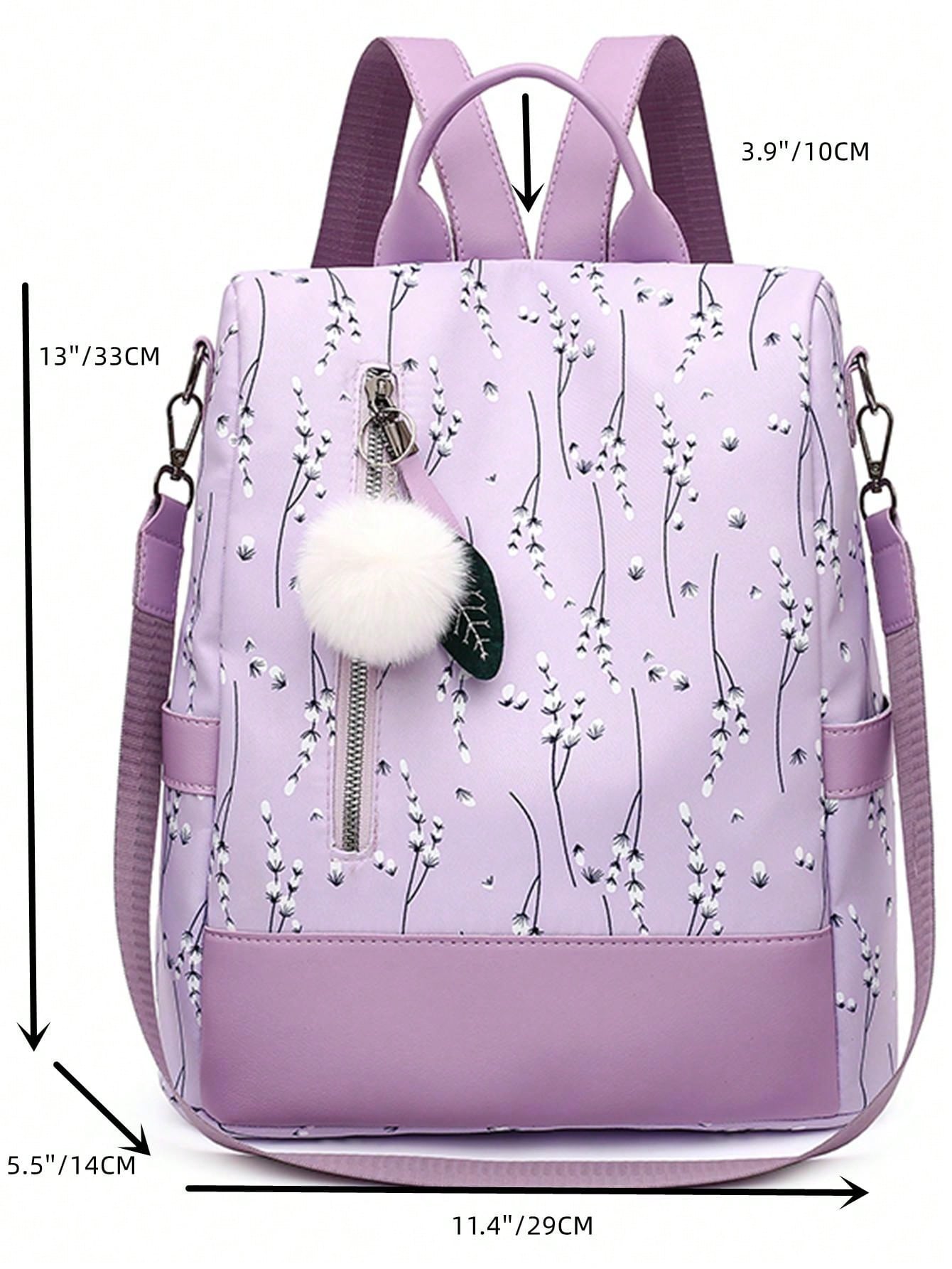 Lightweight And Simple Nylon Waterproof Bag For Shopping, Travel, With Coin Purse. Cute And Fashionable Backpack With Pom Pom Decoration Suitable For Moms, Teenage Girls, Graduates, Tourists, Professionals. Anti-Theft Shoulder Bag With Large Capacity For