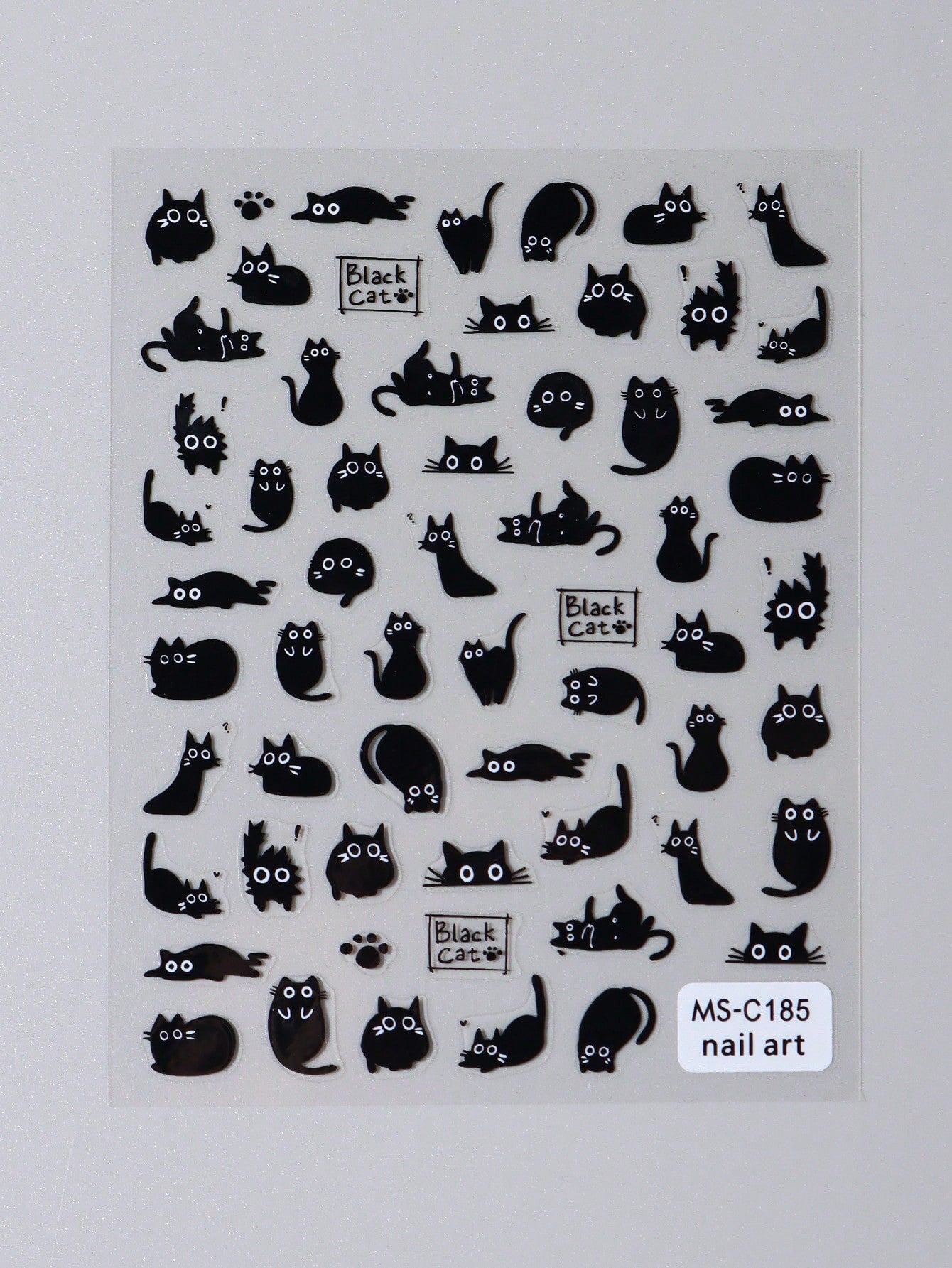 FULL BEAUTY 2pcs Cute Black Cat Nail Stickers 3D Cartoon Animal Self-Adhesive Nail Art Decals Sliders Decorations Manicure Accessories DIY