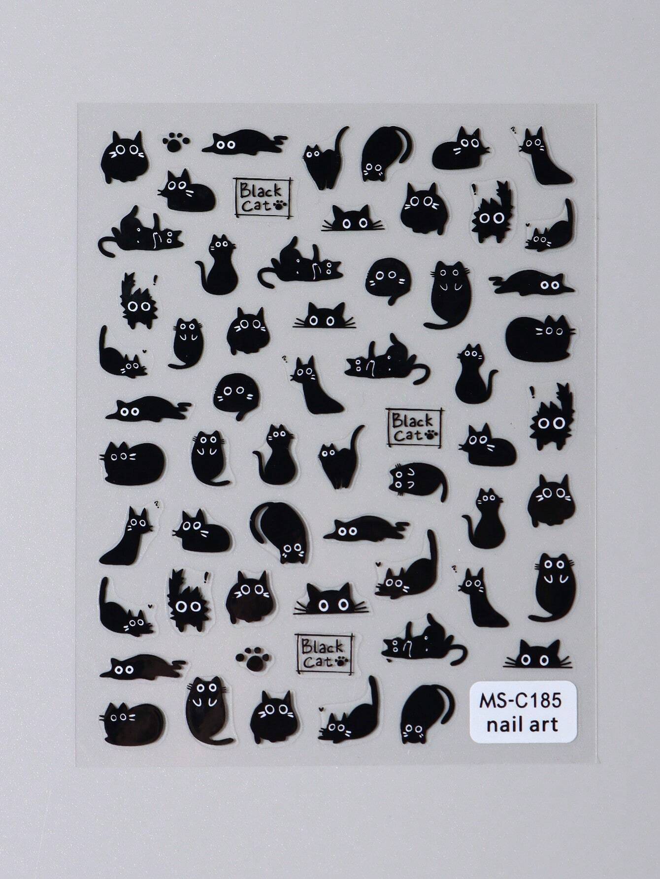 FULL BEAUTY 2pcs Cute Black Cat Nail Stickers 3D Cartoon Animal Self-Adhesive Nail Art Decals Sliders Decorations Manicure Accessories DIY