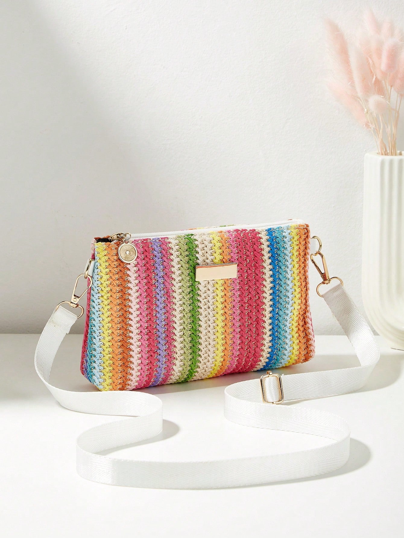 Multi-Functional High Quality Straw Woven Small Square Bag