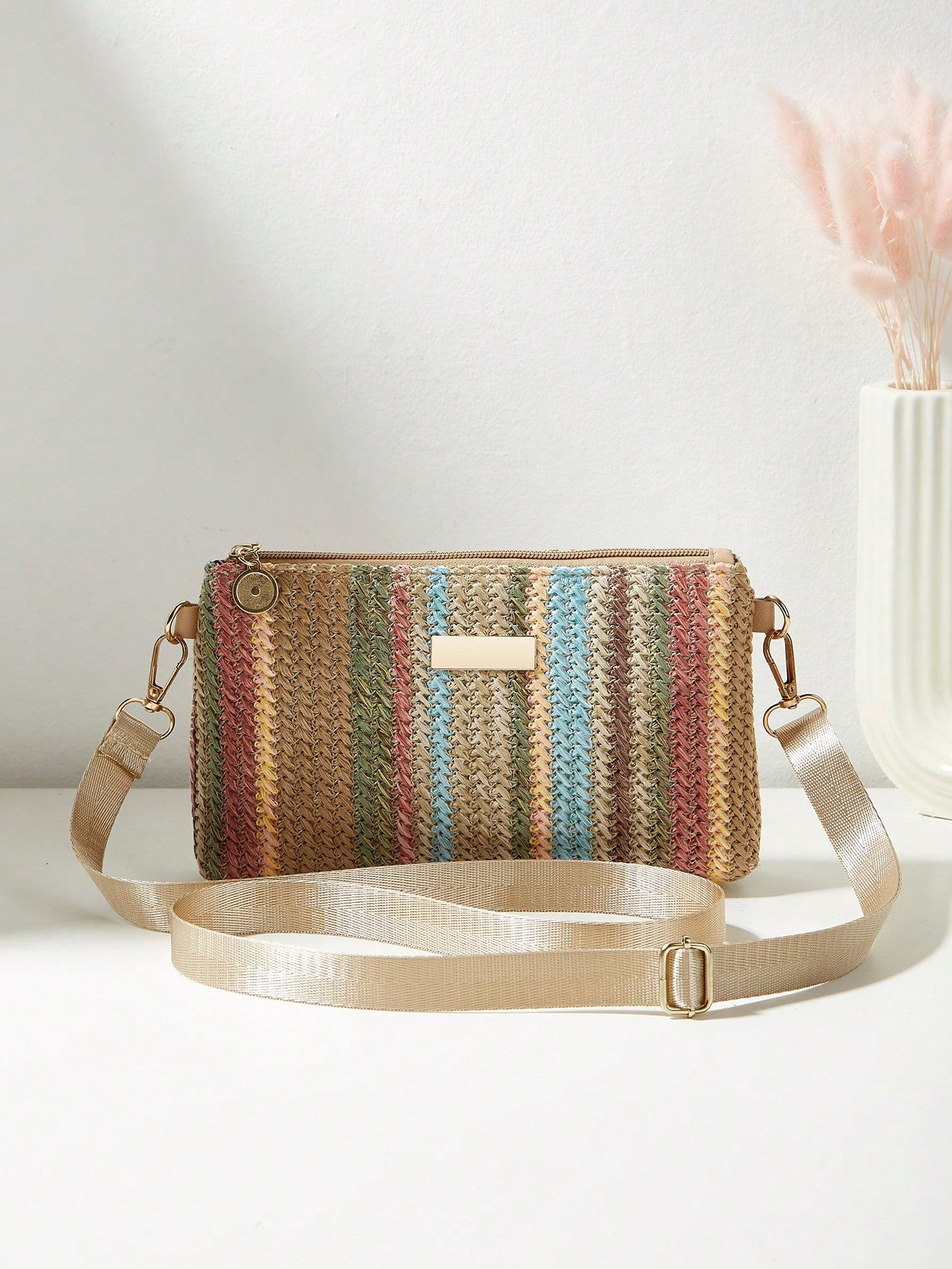 Multi-Functional High Quality Straw Woven Small Square Bag