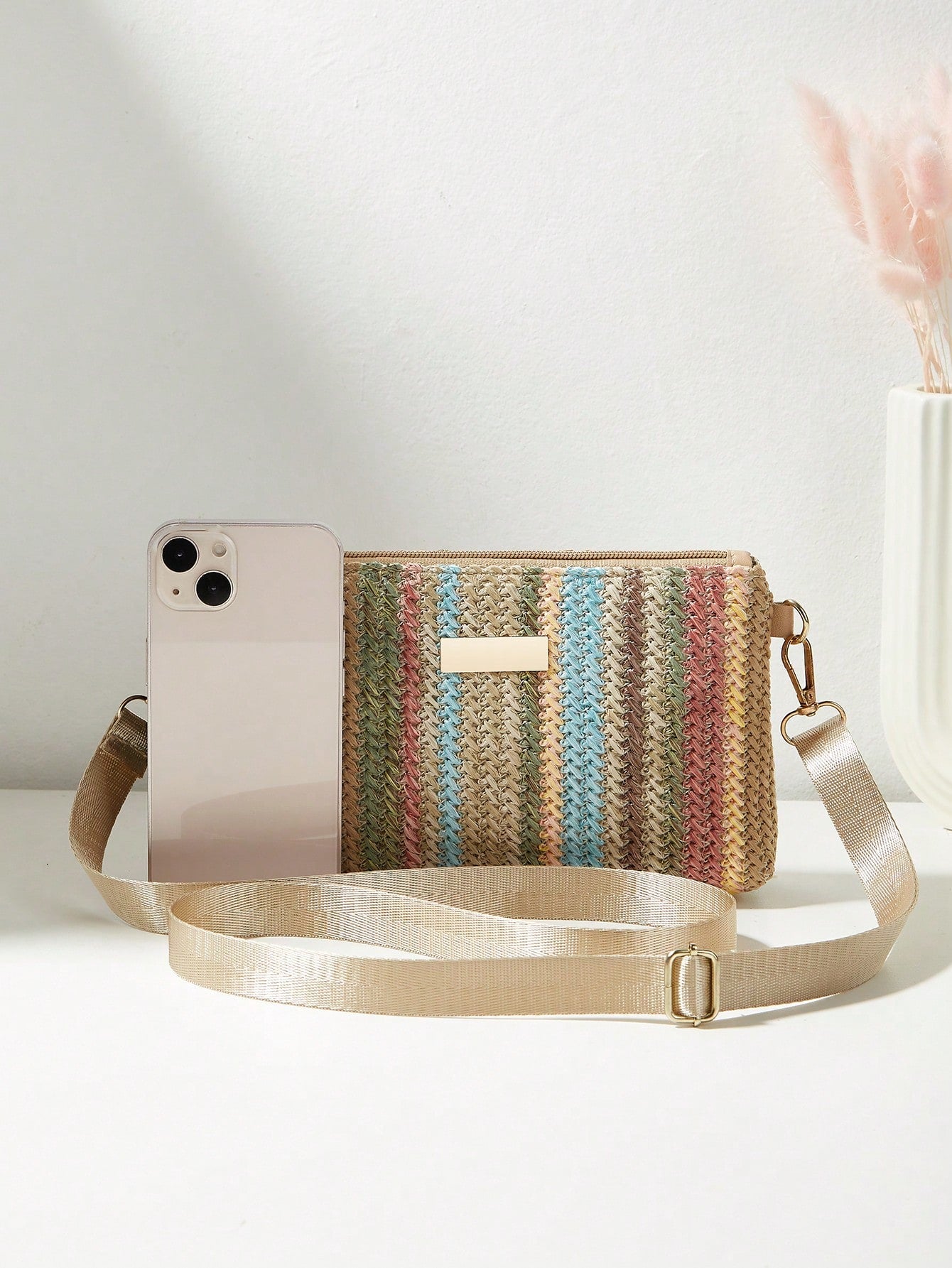 Multi-Functional High Quality Straw Woven Small Square Bag