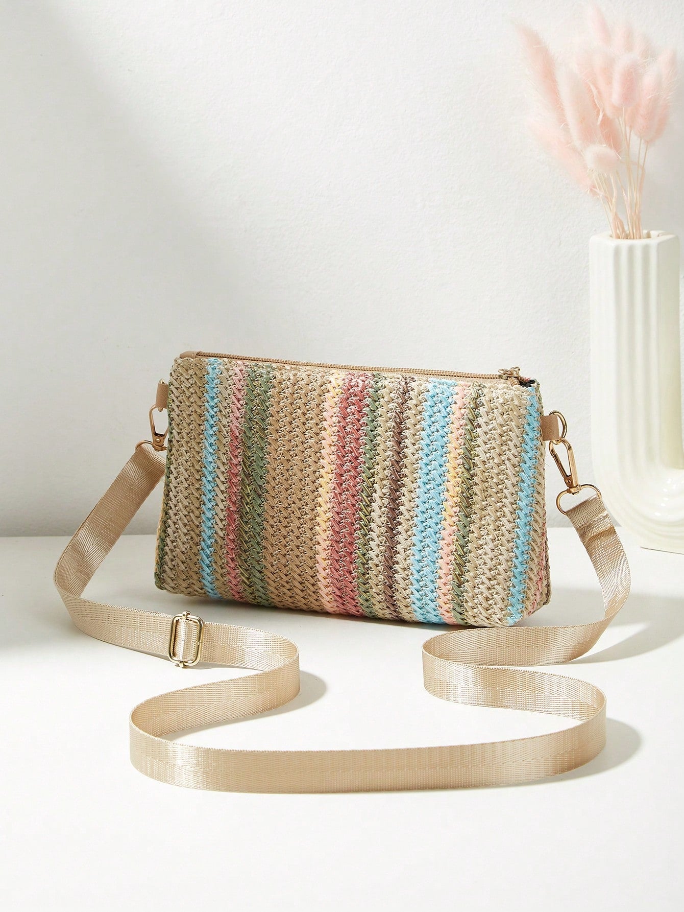 Multi-Functional High Quality Straw Woven Small Square Bag