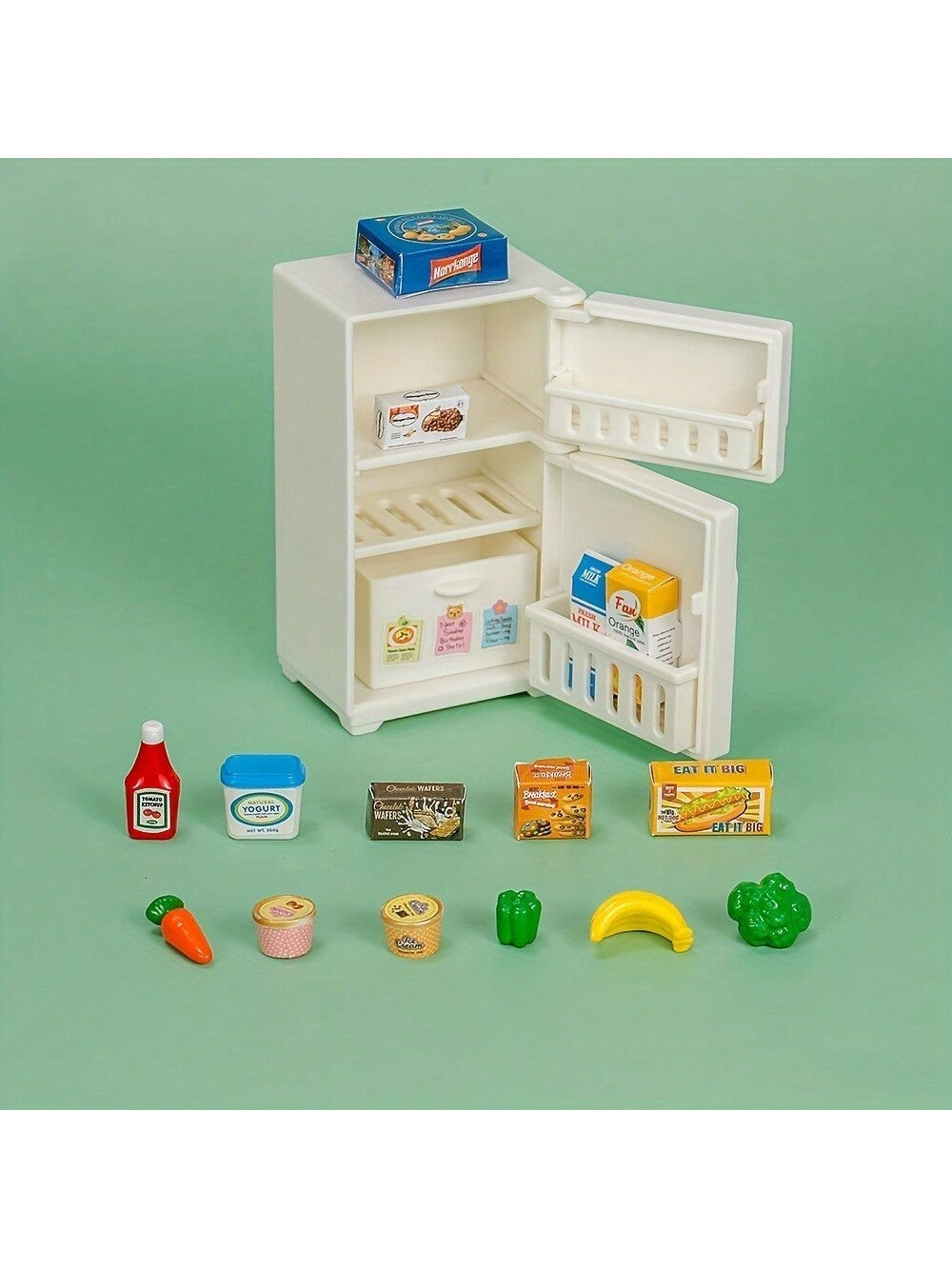 16pcs Mini Refrigerator Toys, Simulation Food Children's Toys, Dollhouse Miniature Kitchen Play