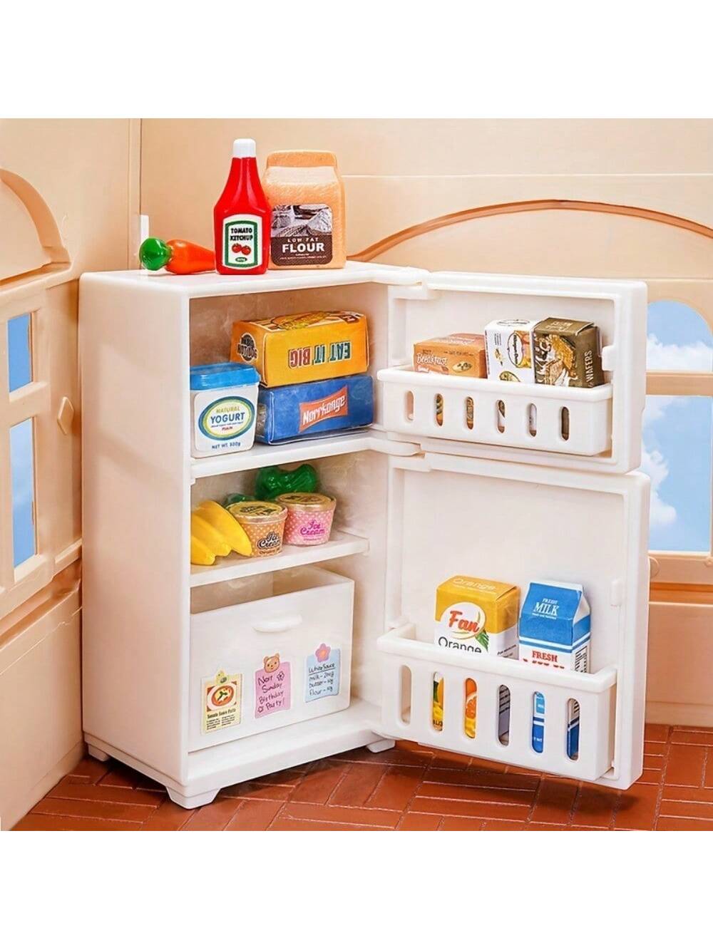 16pcs Mini Refrigerator Toys, Simulation Food Children's Toys, Dollhouse Miniature Kitchen Play