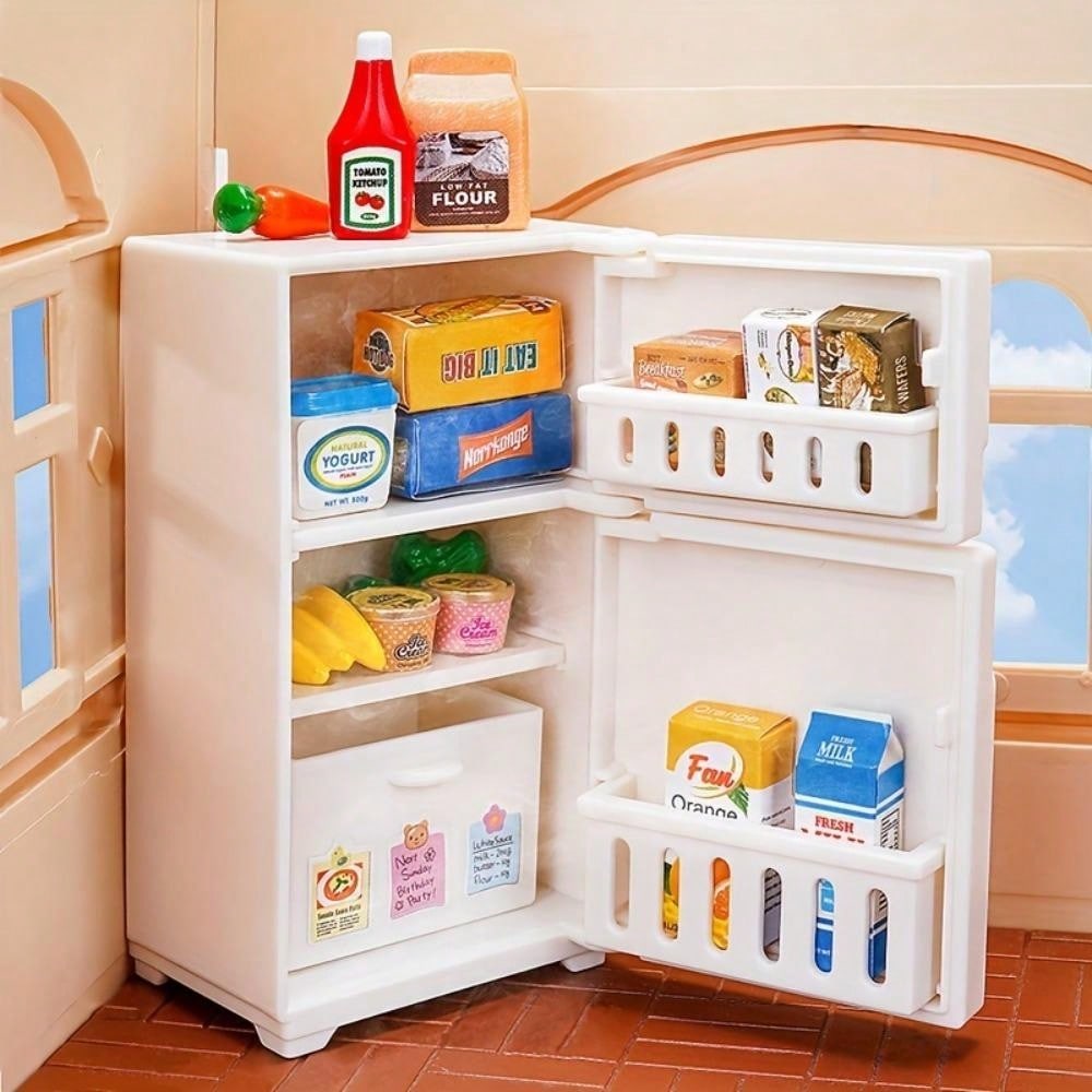 16pcs Mini Refrigerator Toys, Simulation Food Children's Toys, Dollhouse Miniature Kitchen Play