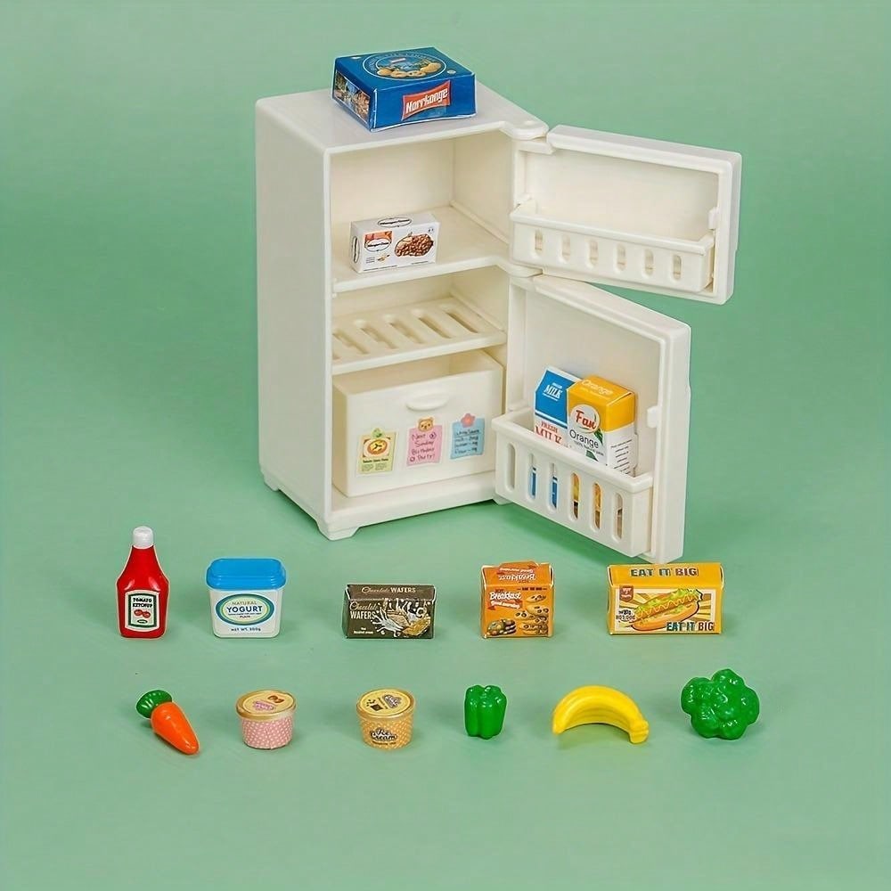 16pcs Mini Refrigerator Toys, Simulation Food Children's Toys, Dollhouse Miniature Kitchen Play