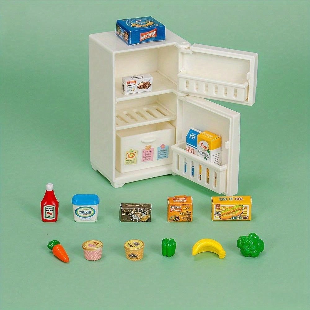 16pcs Mini Refrigerator Toys, Simulation Food Children's Toys, Dollhouse Miniature Kitchen Play