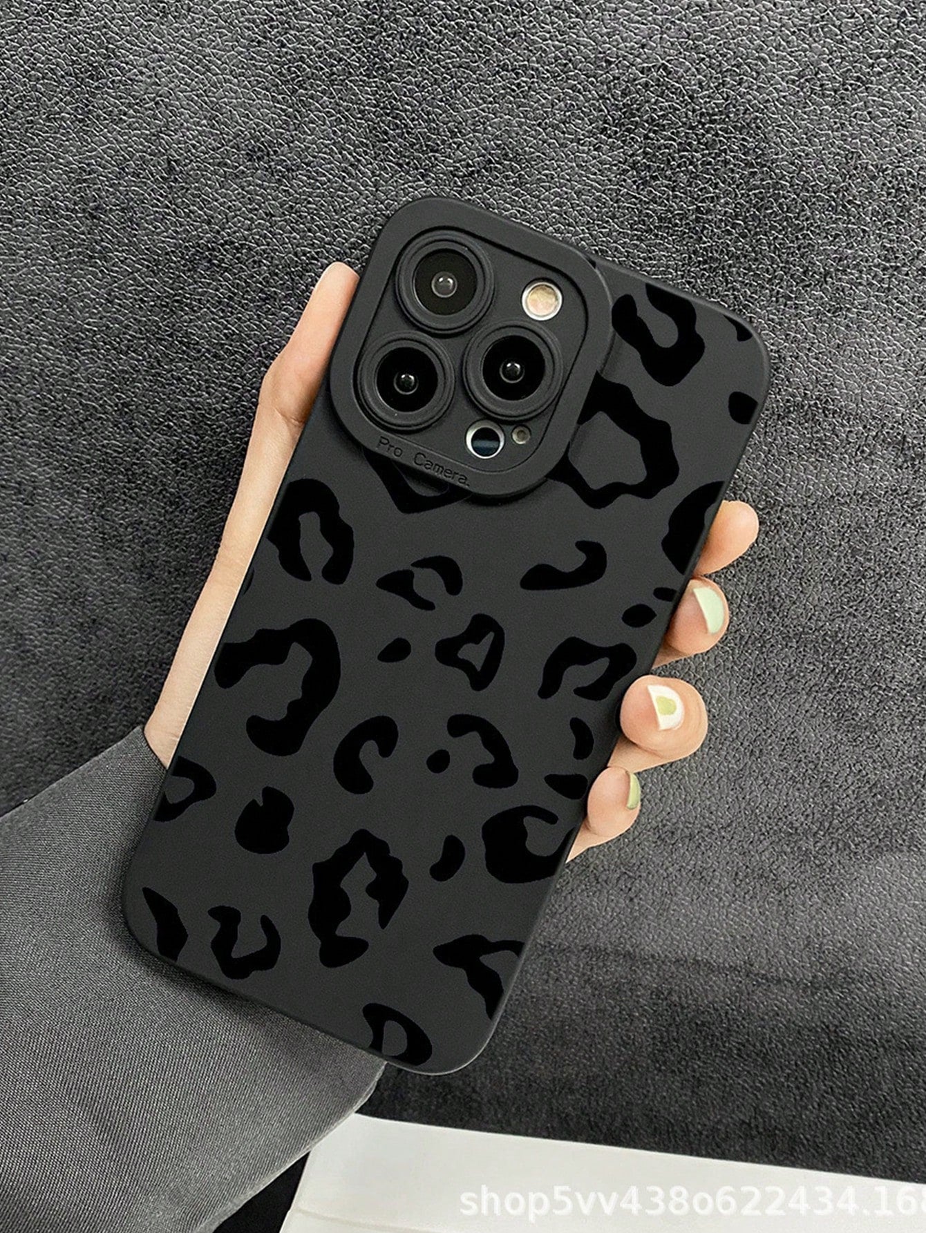 1pc Black Leopard Print Pattern Silicone Shockproof Phone Case For Apple IPhone 16, 15, 14, 13, 12, 11 Pro Max