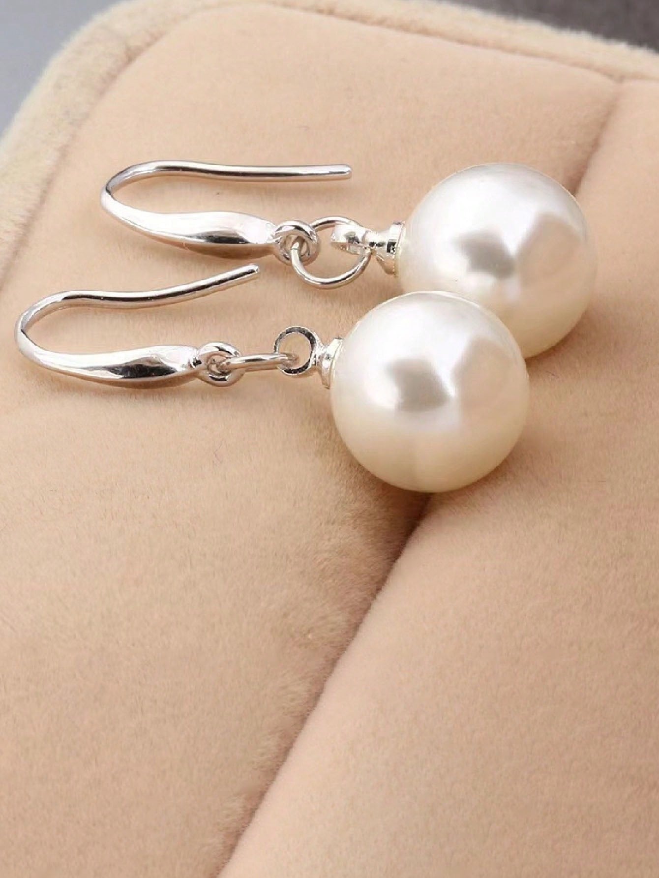 1pair 925 Sterling Silver 10mm Pearl Drop Earrings, Women's Jewelry Ear Hook Earrings