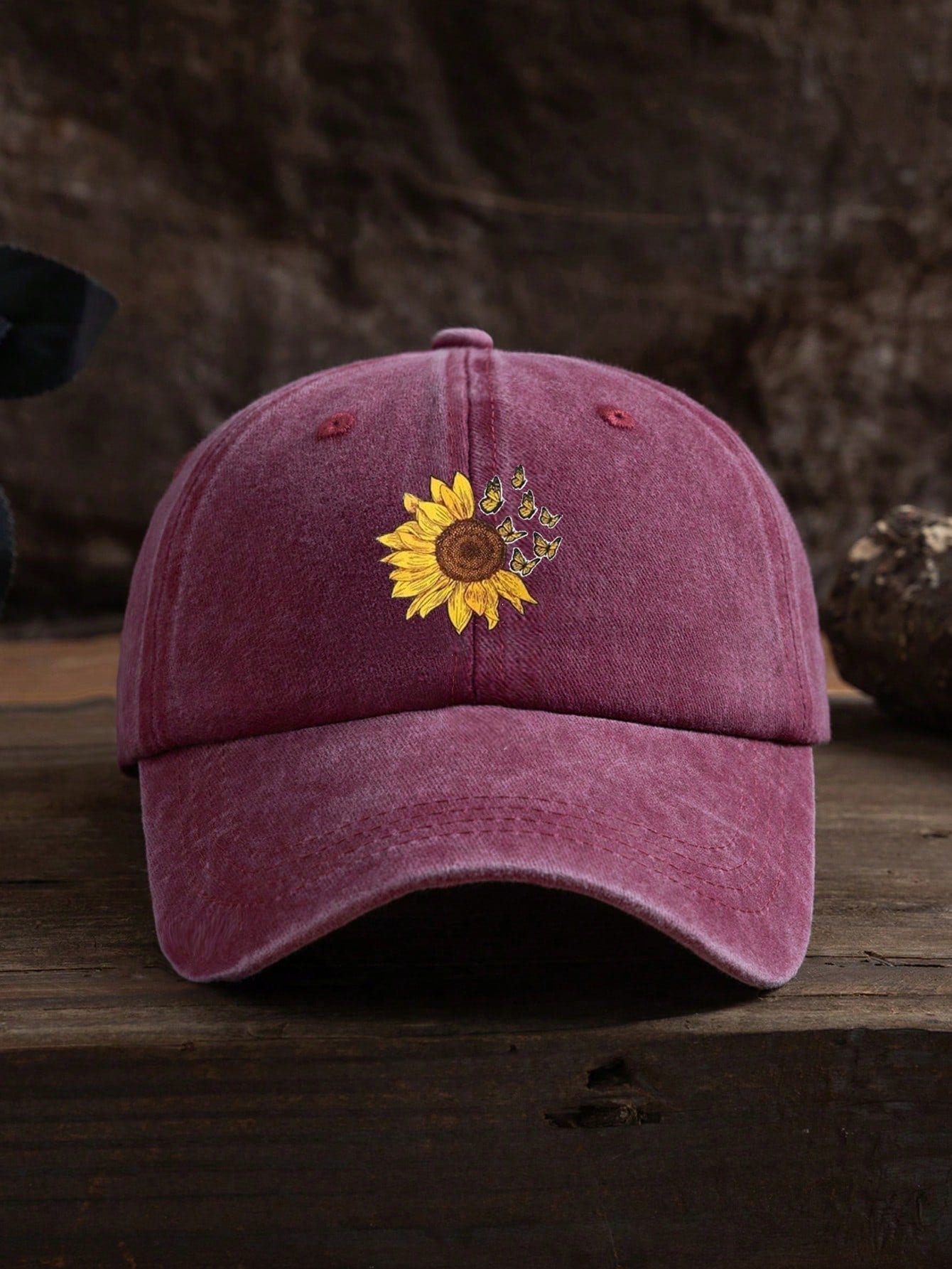 1pc Unisex Outdoor Casual Sunflower Print Adjustable Baseball Cap