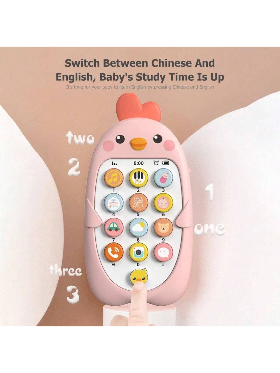 1PC Baby Musical Learning Toy Phone With Lights Teether Toy Early Educational Mobile Phone Battery Powered Silicone Baby Chewing Toys Plastic Infant Gift(Some Parts Random Color)