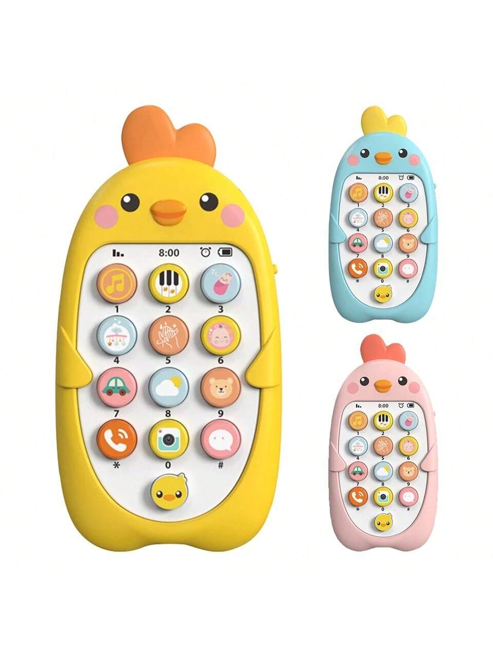 1PC Baby Musical Learning Toy Phone With Lights Teether Toy Early Educational Mobile Phone Battery Powered Silicone Baby Chewing Toys Plastic Infant Gift(Some Parts Random Color)