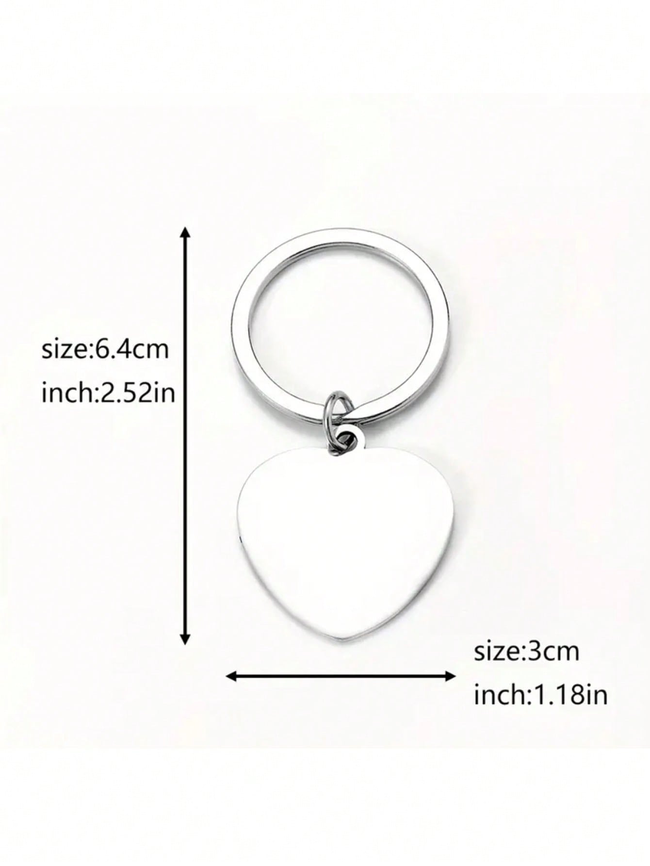 1pc Stainless Steel Keychain For Women, Heart-Shaped Engraved 