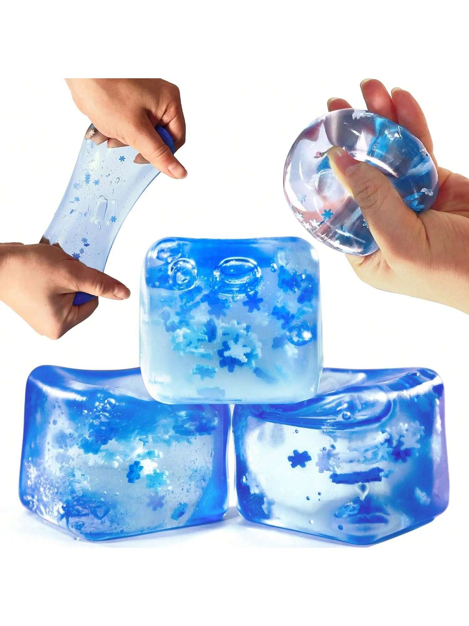 Squishy Ice Cube Stress Balls - 1Pack Sensory Squishy Ice Toy Squishy Balls For Adults Anxiety Relief - Funny Fidget Stress Balls Squishy Stress Calming Toys For