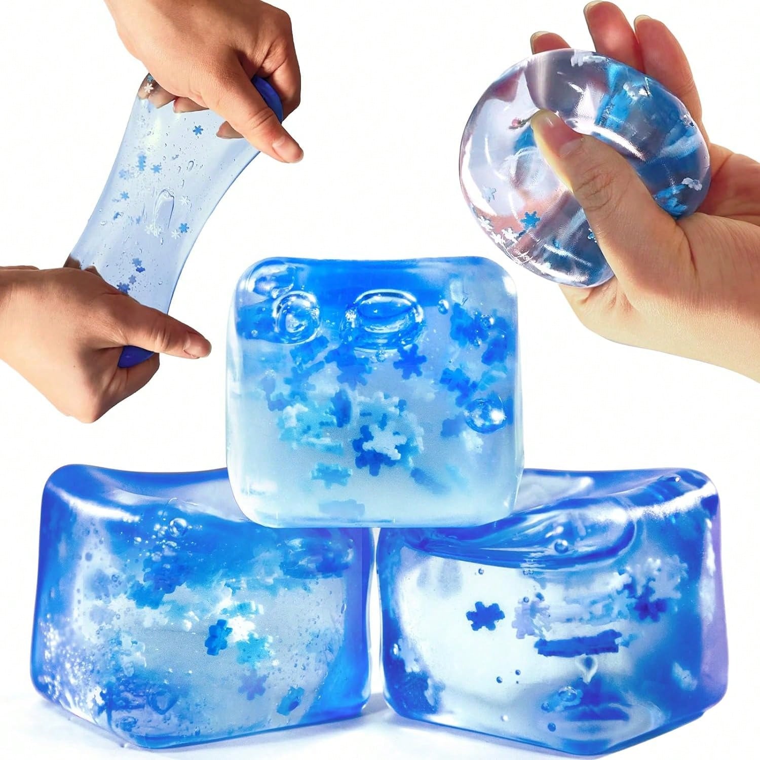 Squishy Ice Cube Stress Balls - 1Pack Sensory Squishy Ice Toy Squishy Balls For Adults Anxiety Relief - Funny Fidget Stress Balls Squishy Stress Calming Toys For