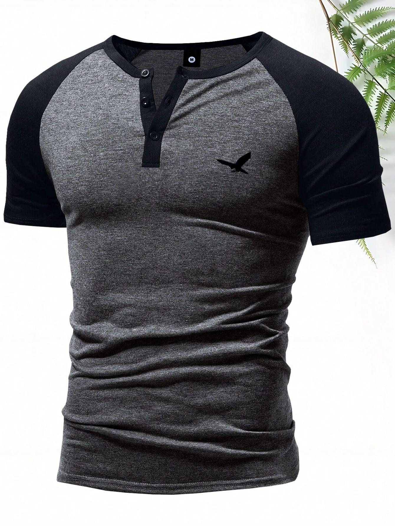 Summer New Casual Men's Short Sleeve T-Shirt With Henley Neckline, American Style Printing For Travel/Holiday/Outdoor Camping, Regular Plus Size Clothing