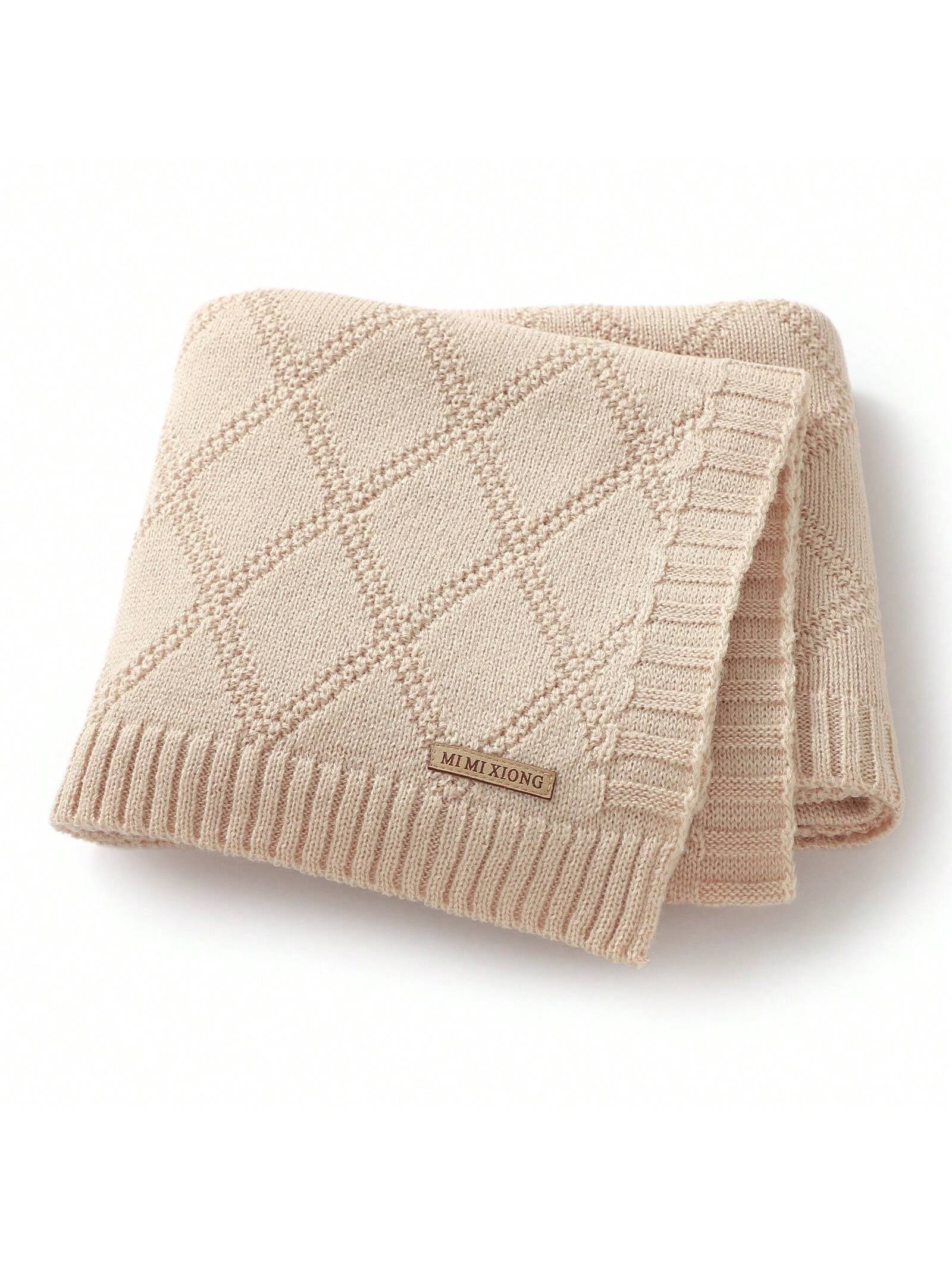 1pc Soft And Simple Knitted Baby Blanket, Suitable For All Seasons