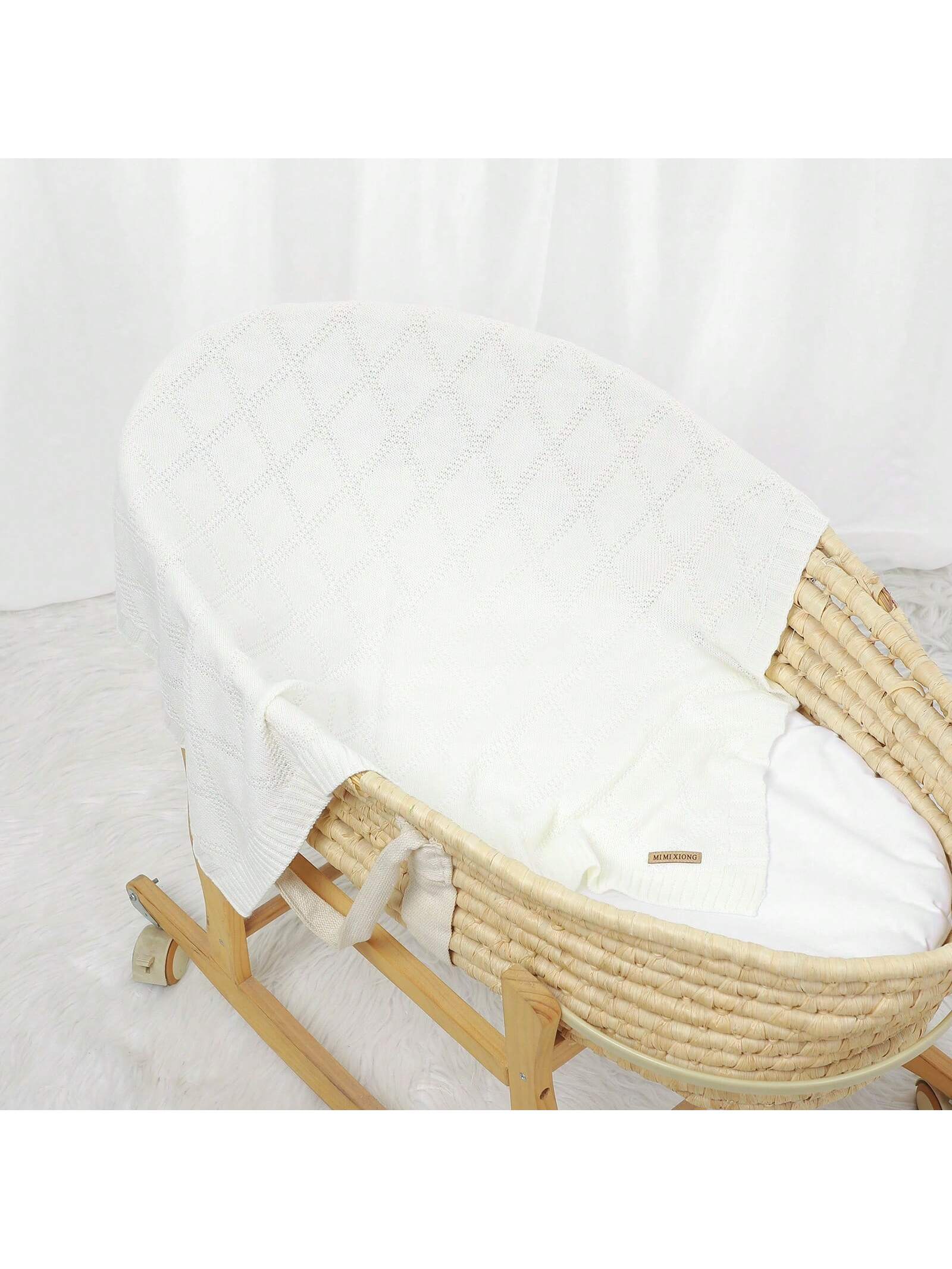 1pc Soft And Simple Knitted Baby Blanket, Suitable For All Seasons