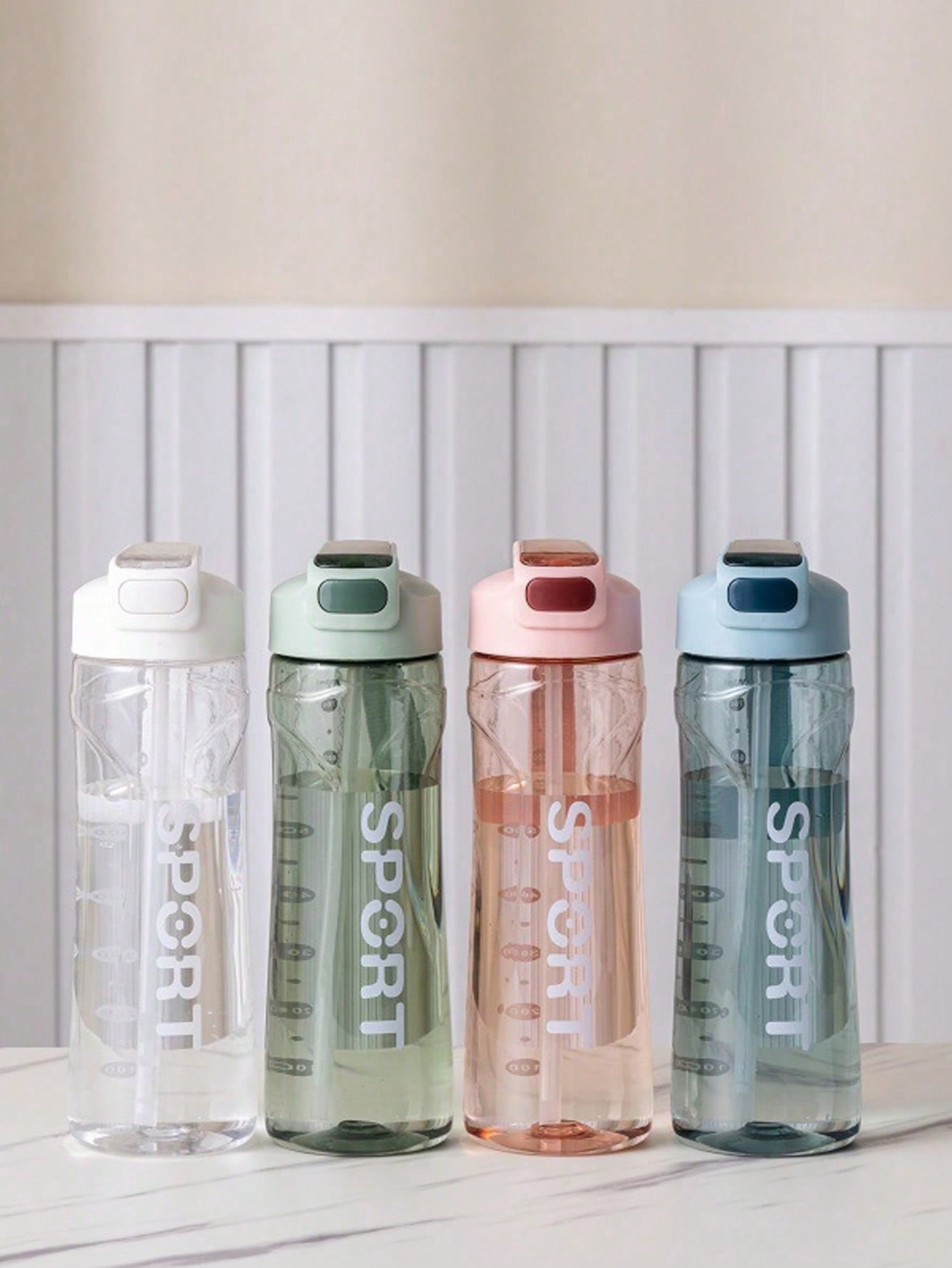 1pc Plastic Water Bottle, Minimalist Letter Graphic Water Bottle For Home