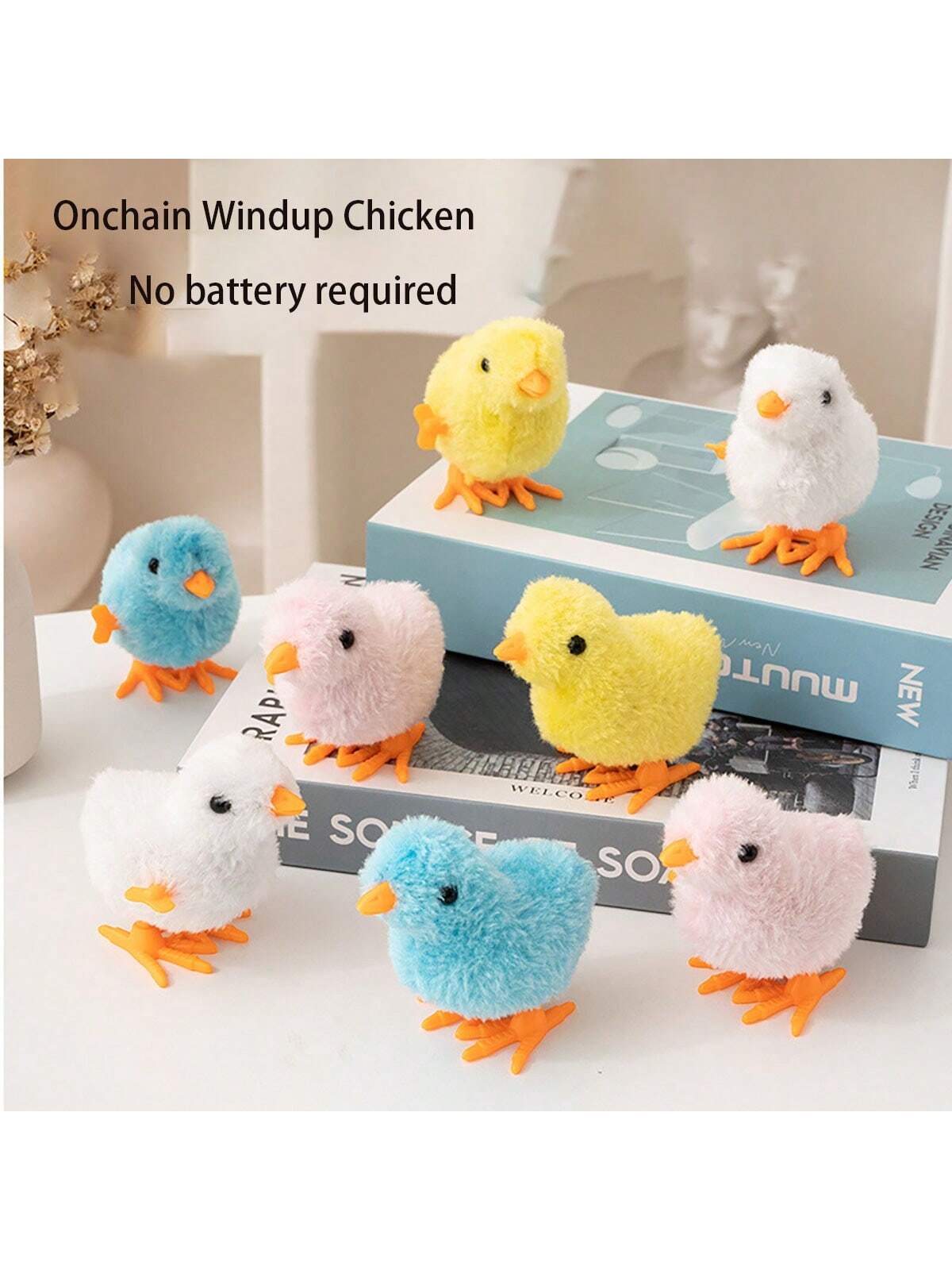 1 PC On Chain Spring Jumping Plush Chicken Simulation Hot Selling Emotional Toy