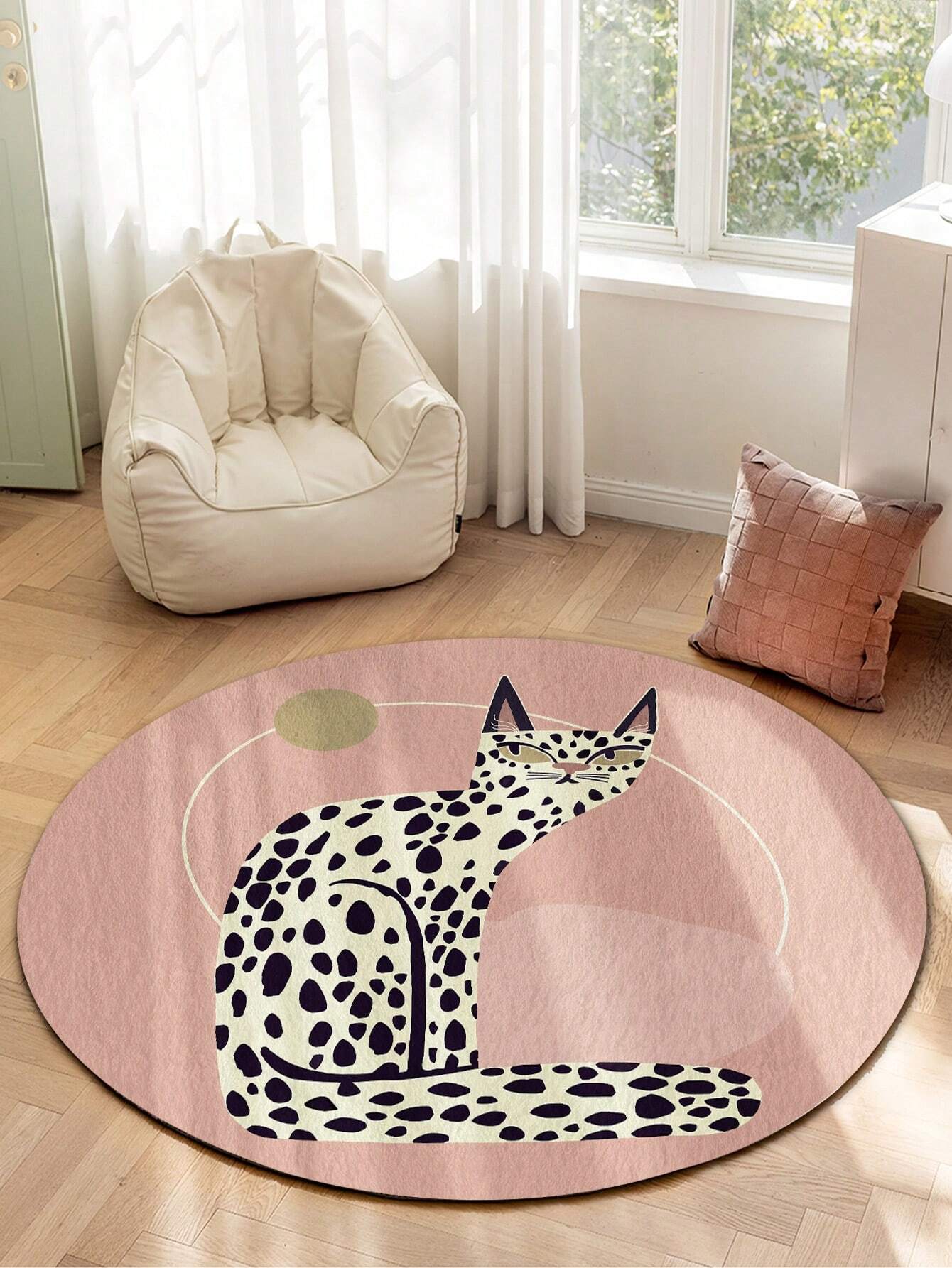 1pc Round Children Carpet, Cartoon Style Soft And Thick Anti-Slip Washable Floor Mat, Ideal For Living Room And Bedroom Home Decor ,Room Decor