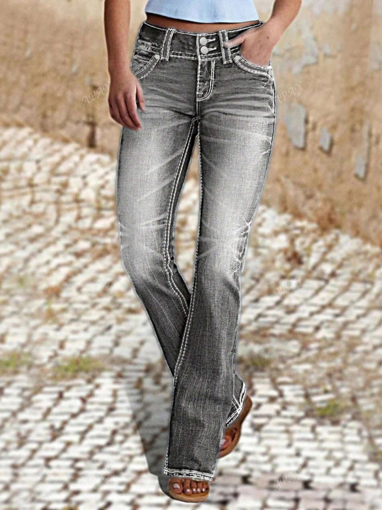 Women's Fashionable Vintage Slim Fit Flared Jeans