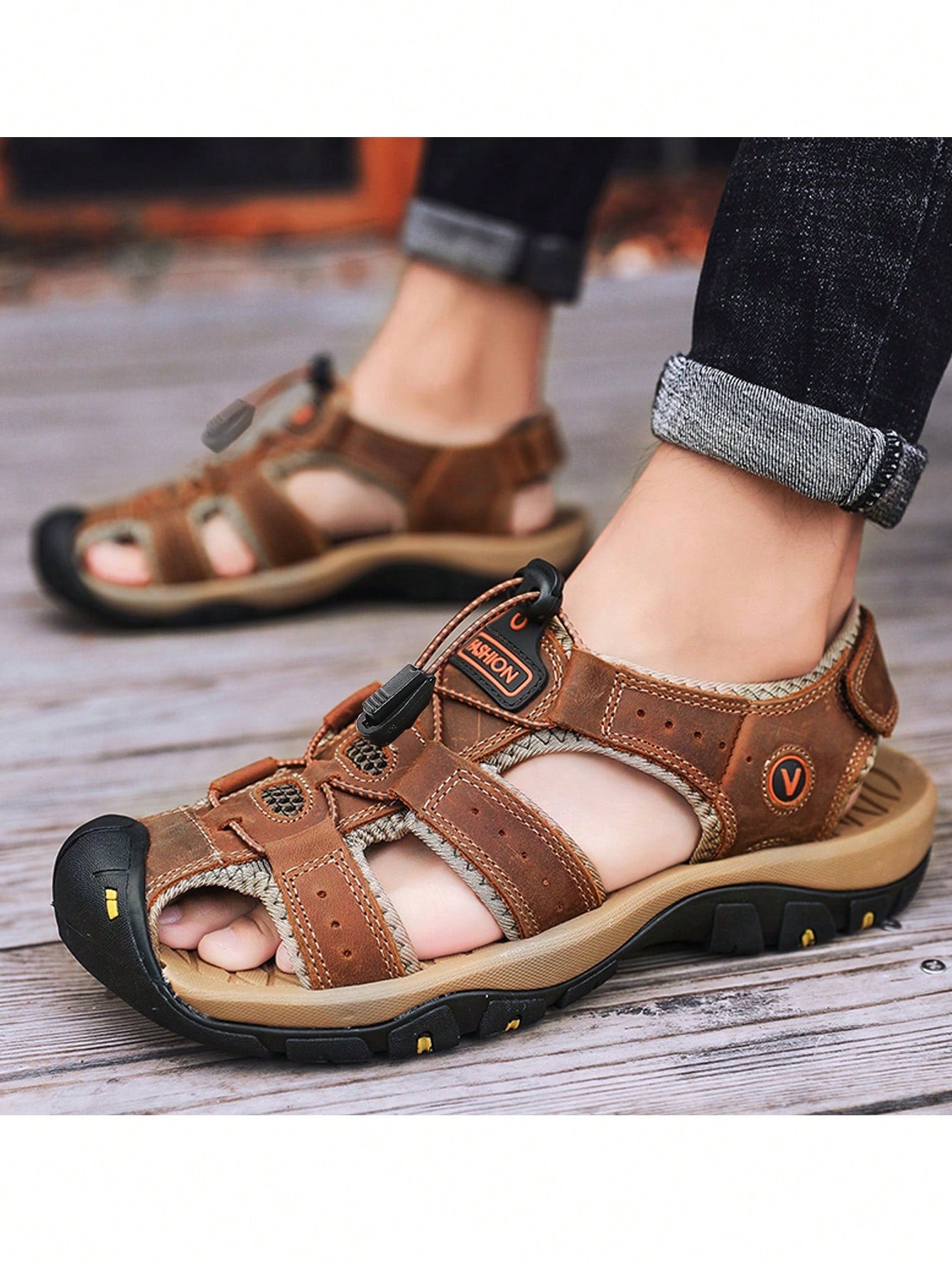 2024 Men's Fashion Dermis Sandals Shoes Man Comfort Breathable Shock Sand Sneakers Anti Slip Shoes Size 38-48