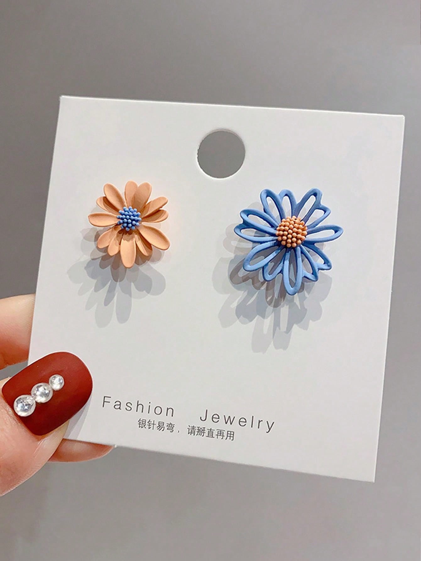 1 Pair Of 925 Silver Needle Daisy Earrings, Hypoallergenic Flower Ear Studs