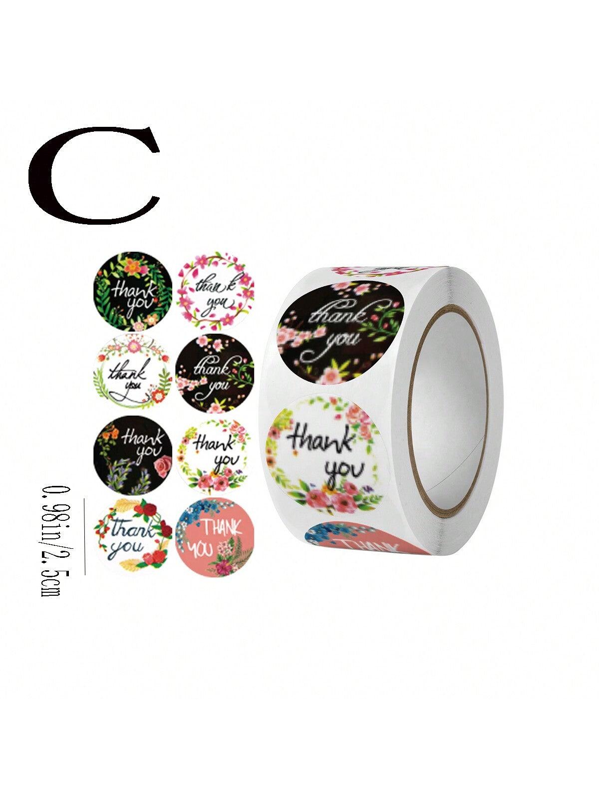 500pcs/Roll Decorative Thank You Stickers With 8 Floral Print Designs For Festival & Wedding Sealing Packaging Wedding Party Gift Bags School Supplies Food Bag Food Box Suitable For Candy Chocolate Cookies Etc.