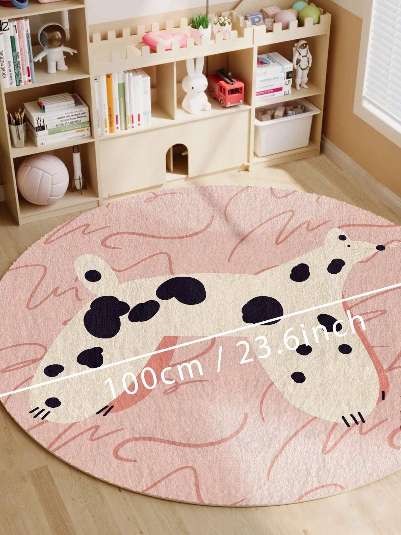 1pc Round Children Carpet, Cartoon Style Soft And Thick Anti-Slip Washable Floor Mat, Ideal For Living Room And Bedroom Home Decor ,Room Decor