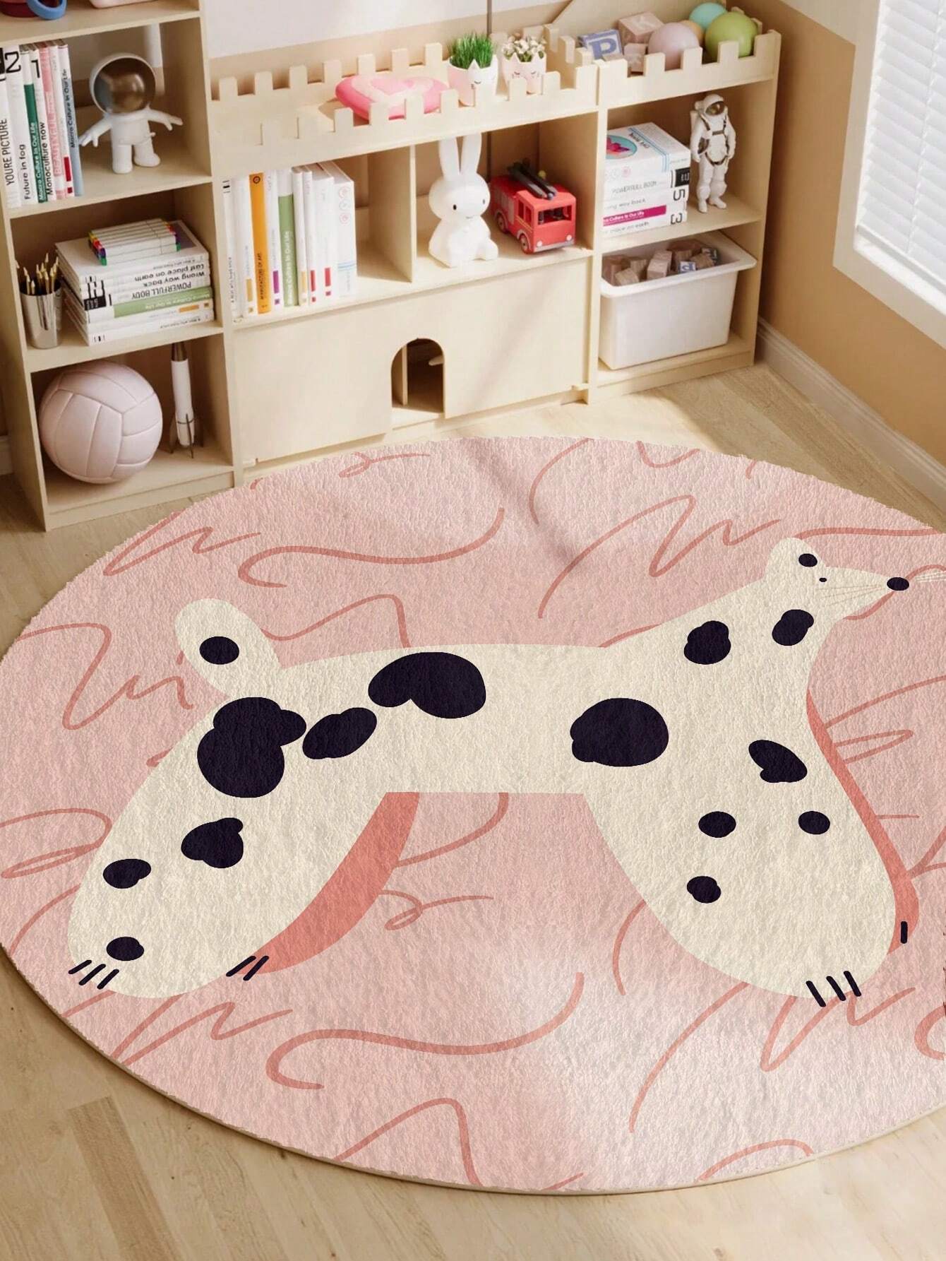 1pc Round Children Carpet, Cartoon Style Soft And Thick Anti-Slip Washable Floor Mat, Ideal For Living Room And Bedroom Home Decor ,Room Decor