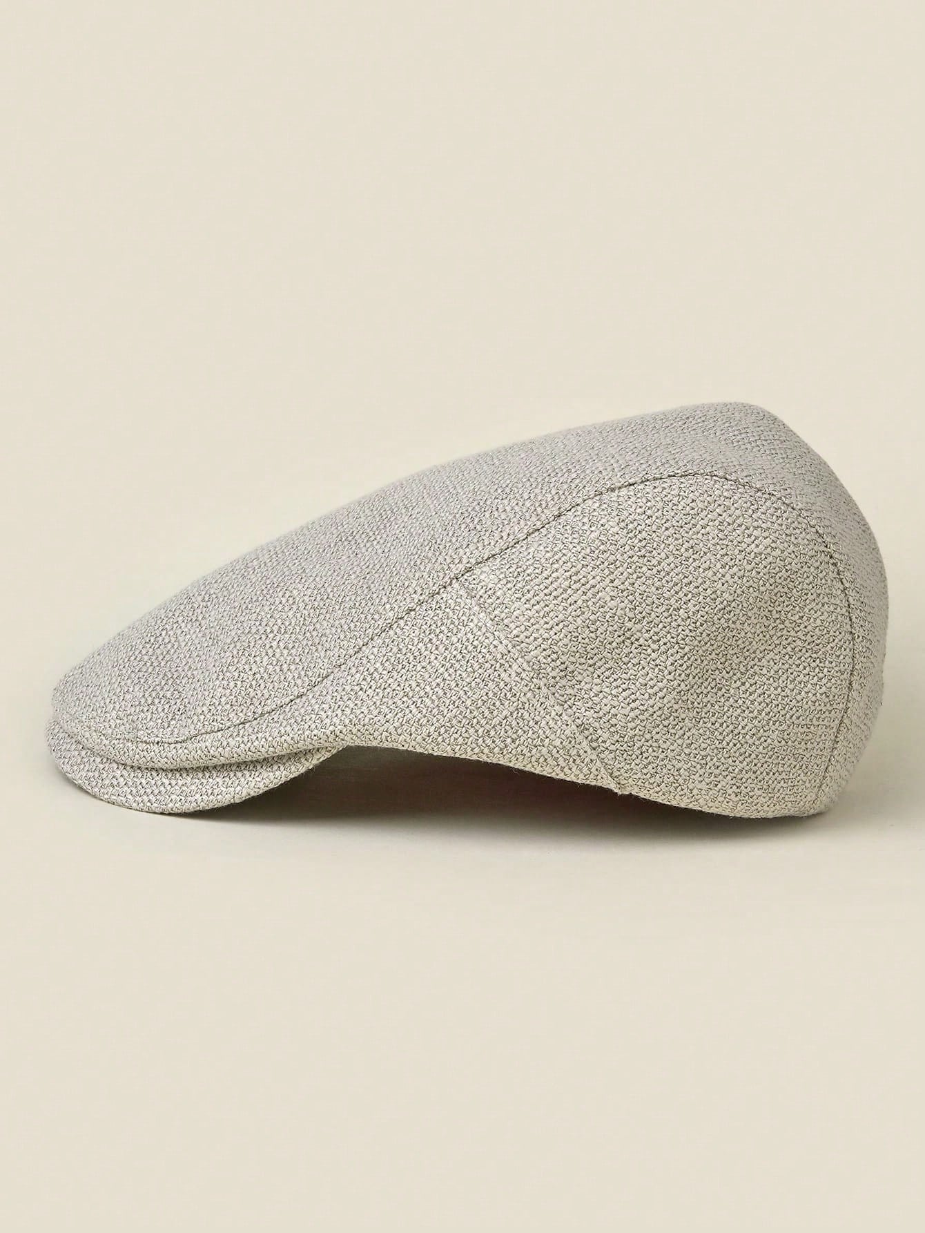 1pc Unisex Solid Color Retro Style Coarse Linen Beret Cap Forward Hat For Men, Peaked Cap For Truck Drivers