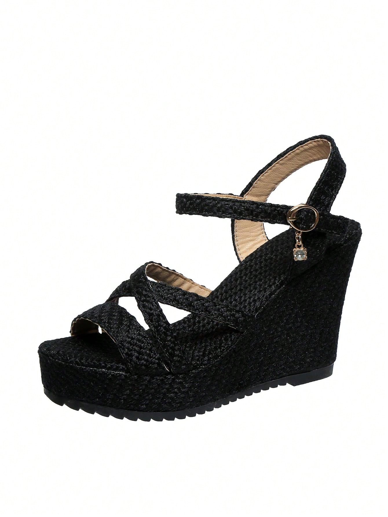 New Summer Women's Platform Wedge Sandals, Crisscross Straps, Peep Toe High Heels, Waterproof Thick Soled Sandals, 35-43