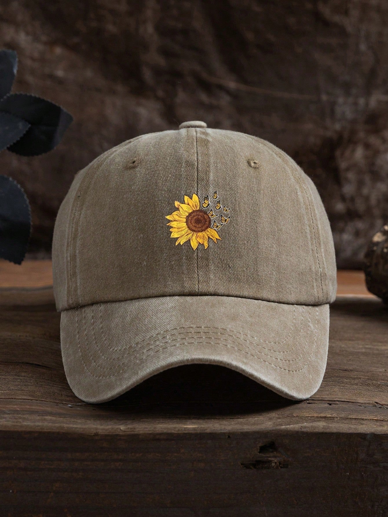 1pc Unisex Outdoor Casual Sunflower Print Adjustable Baseball Cap