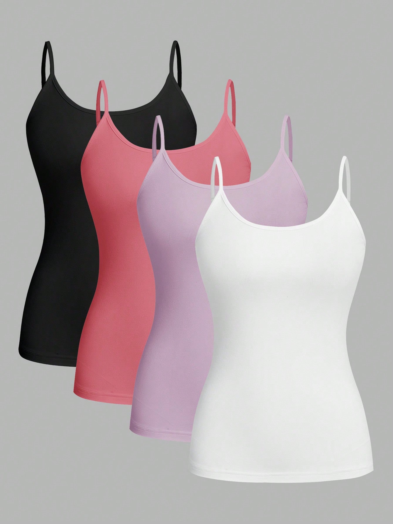 EZwear 4pcs Slim Fit Women's Camisole Tops, Casual And Suitable For Summer