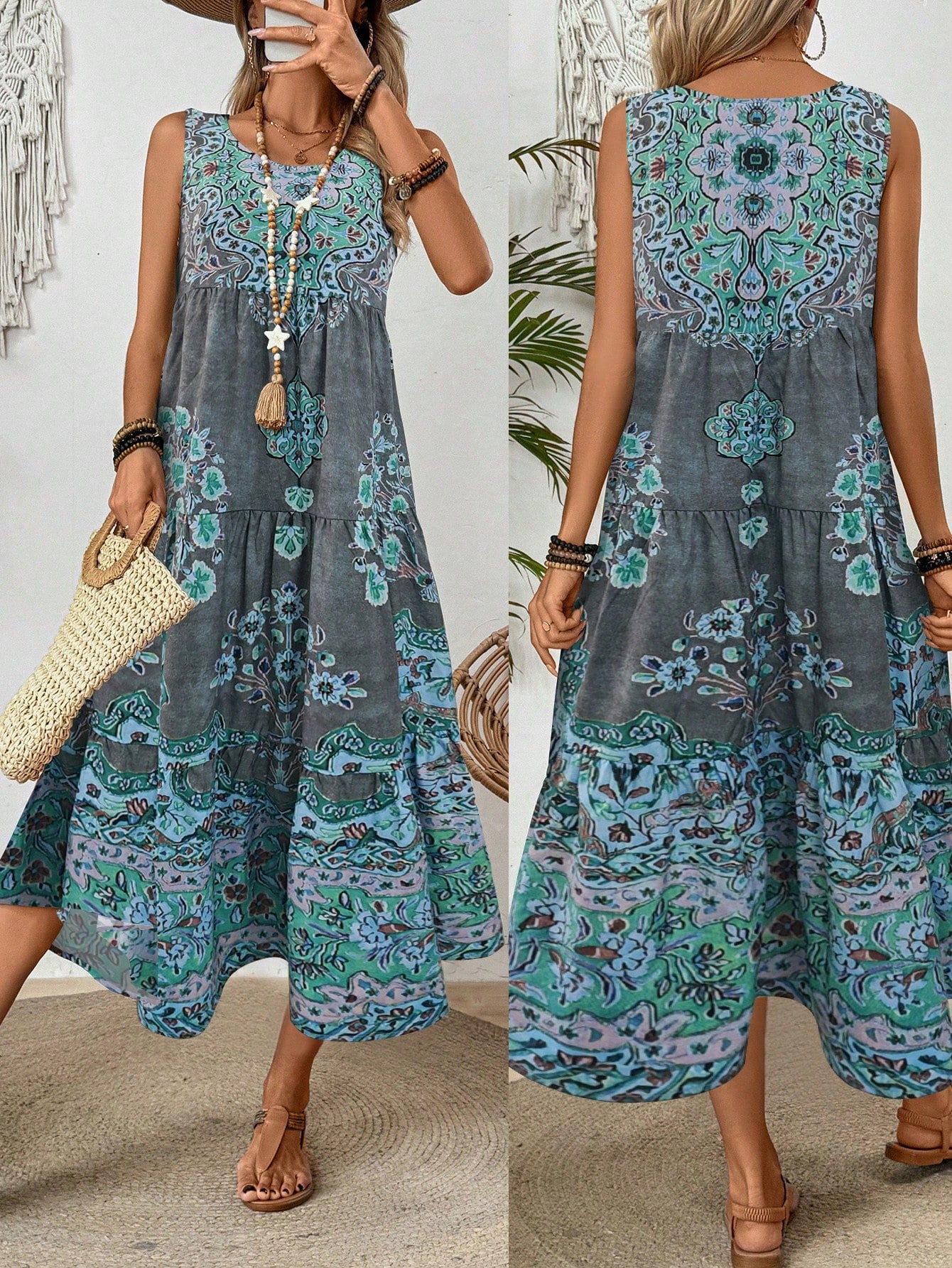 Holidaya Casual Vacation Long Printed Dress