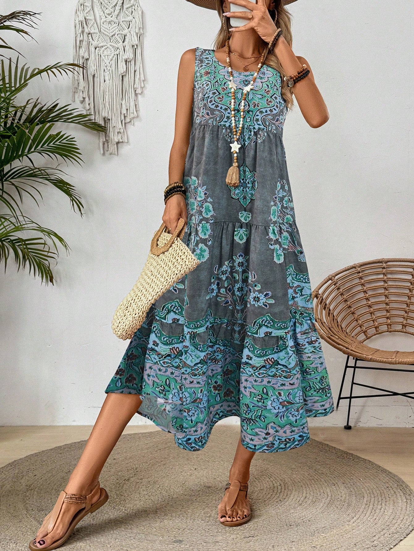 Holidaya Casual Vacation Long Printed Dress