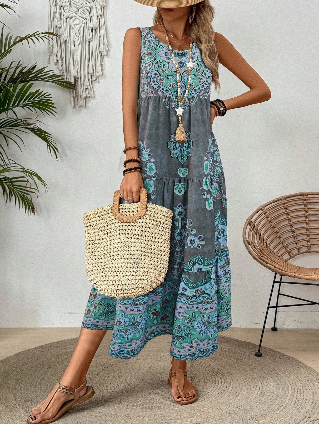 Holidaya Casual Vacation Long Printed Dress