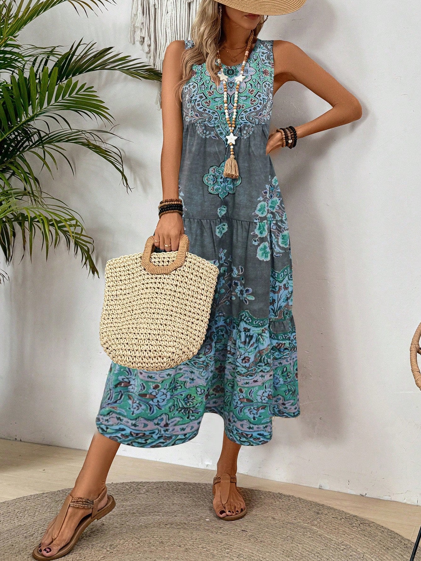 Holidaya Casual Vacation Long Printed Dress